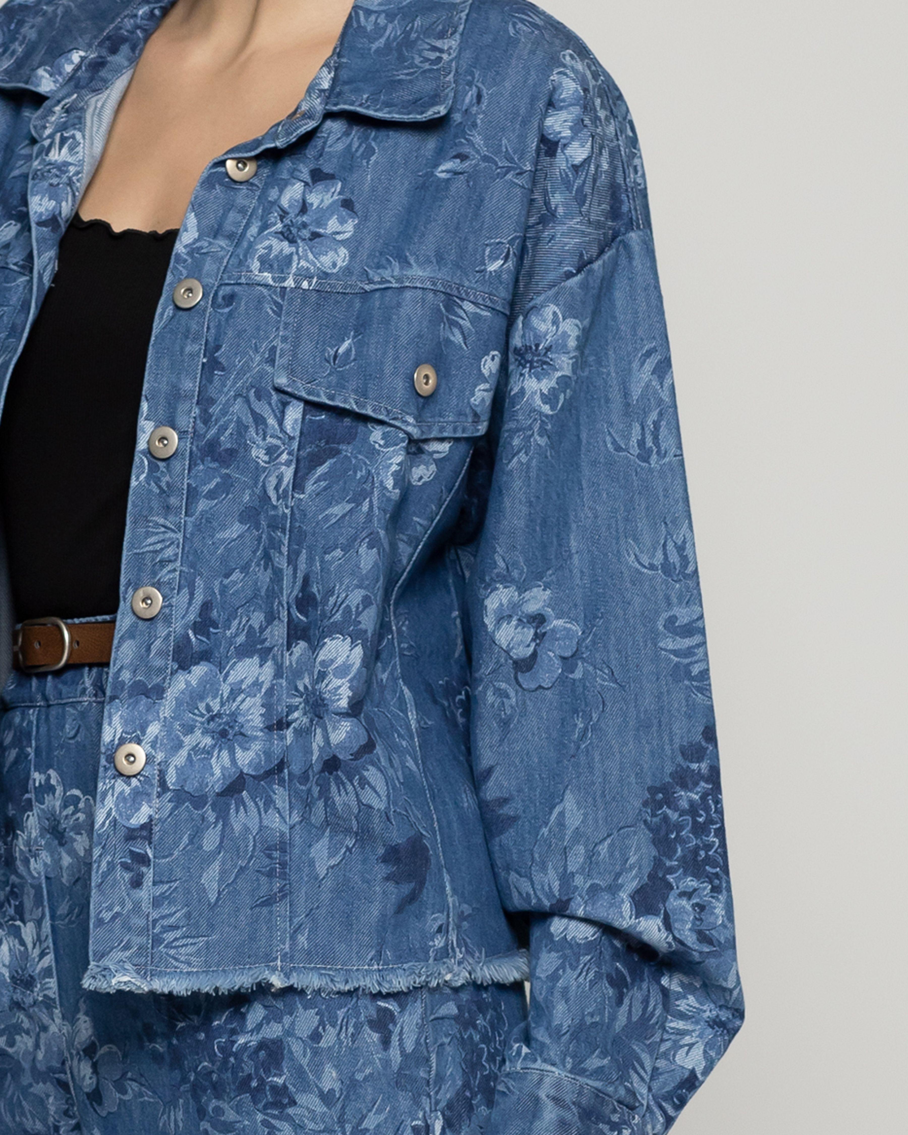 Chaqueta Mujer Candelaria Denim Con Flores Lineatre-2