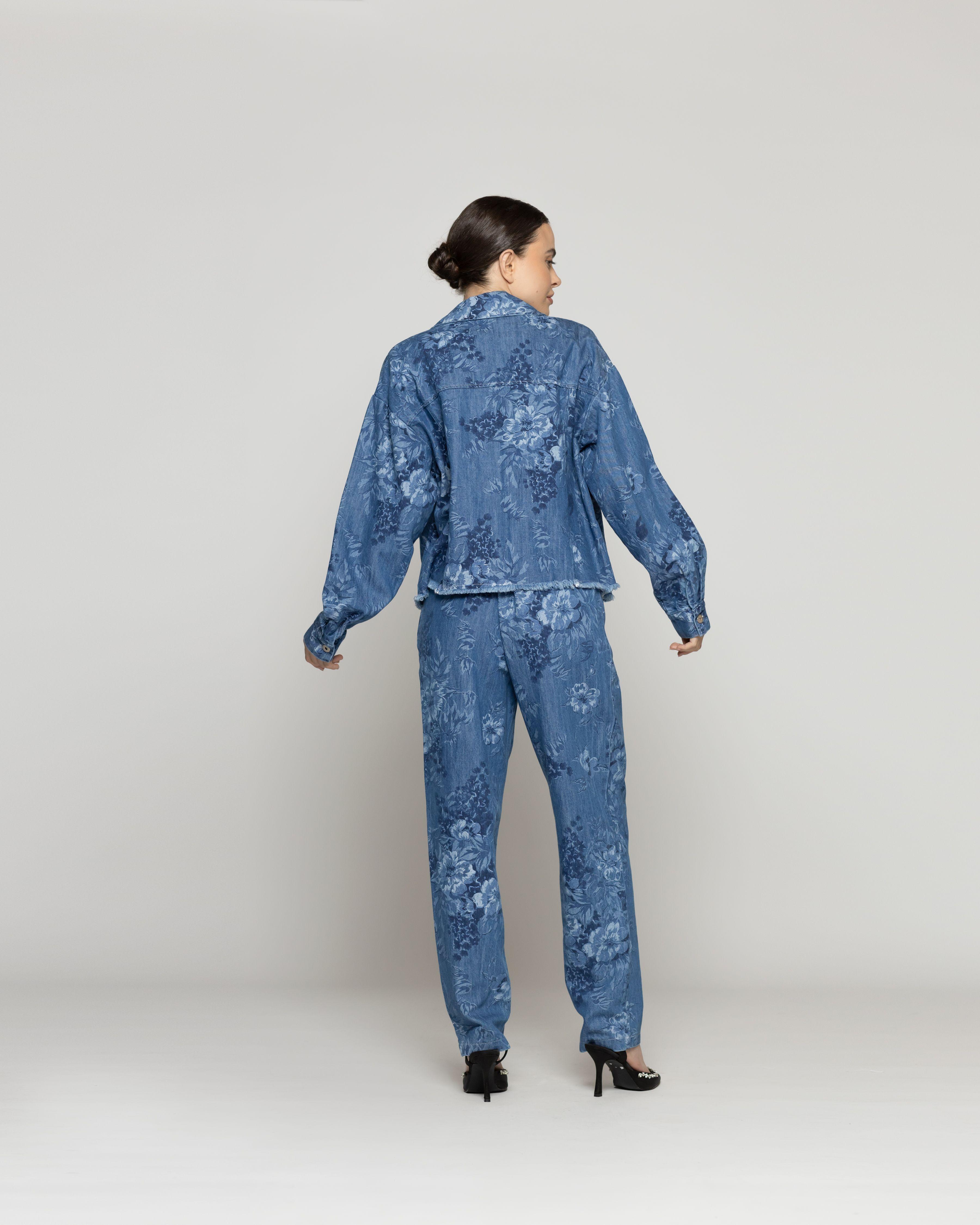 Chaqueta Mujer Candelaria Denim Con Flores Lineatre-3