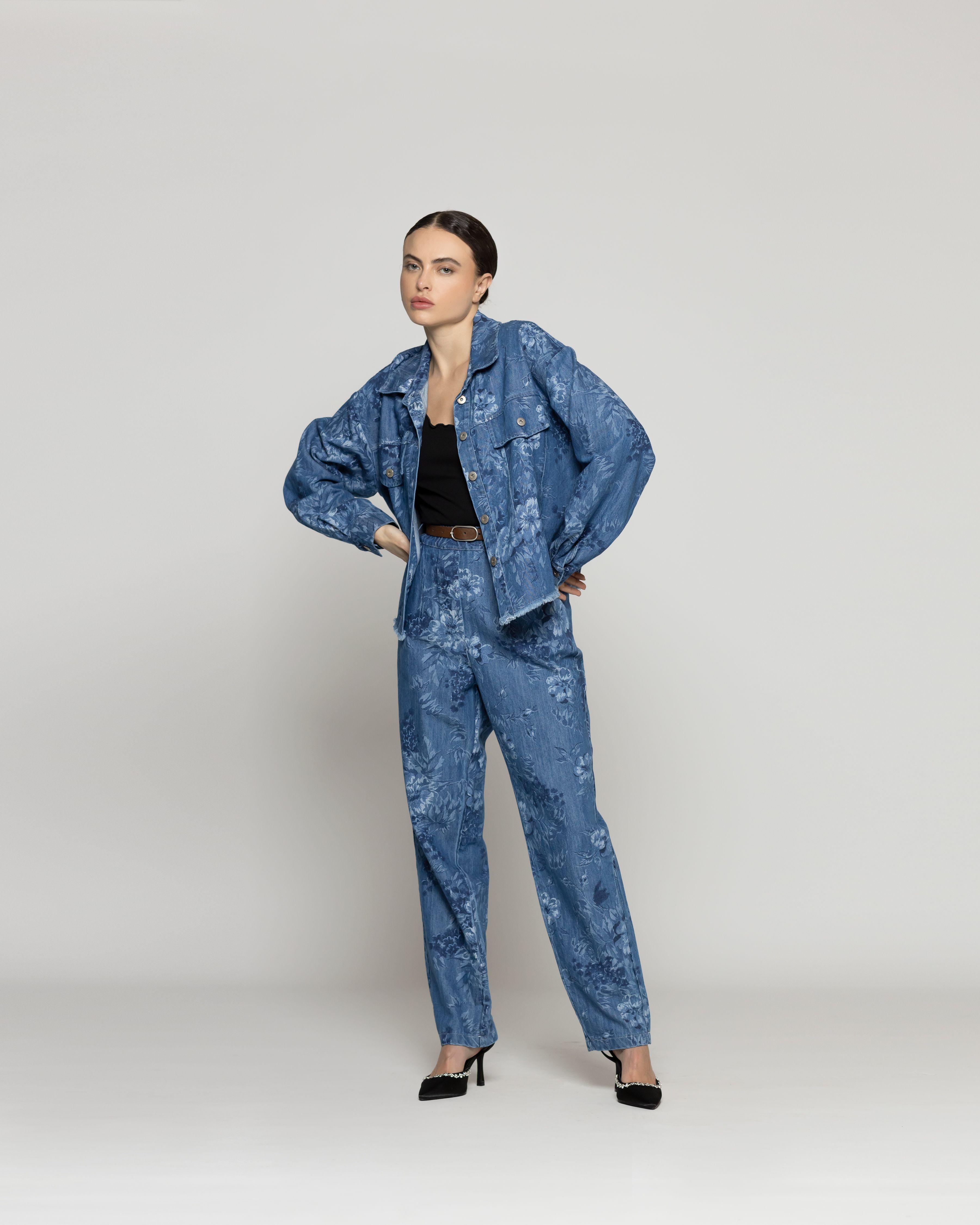 Chaqueta Mujer Candelaria Denim Con Flores Lineatre-4
