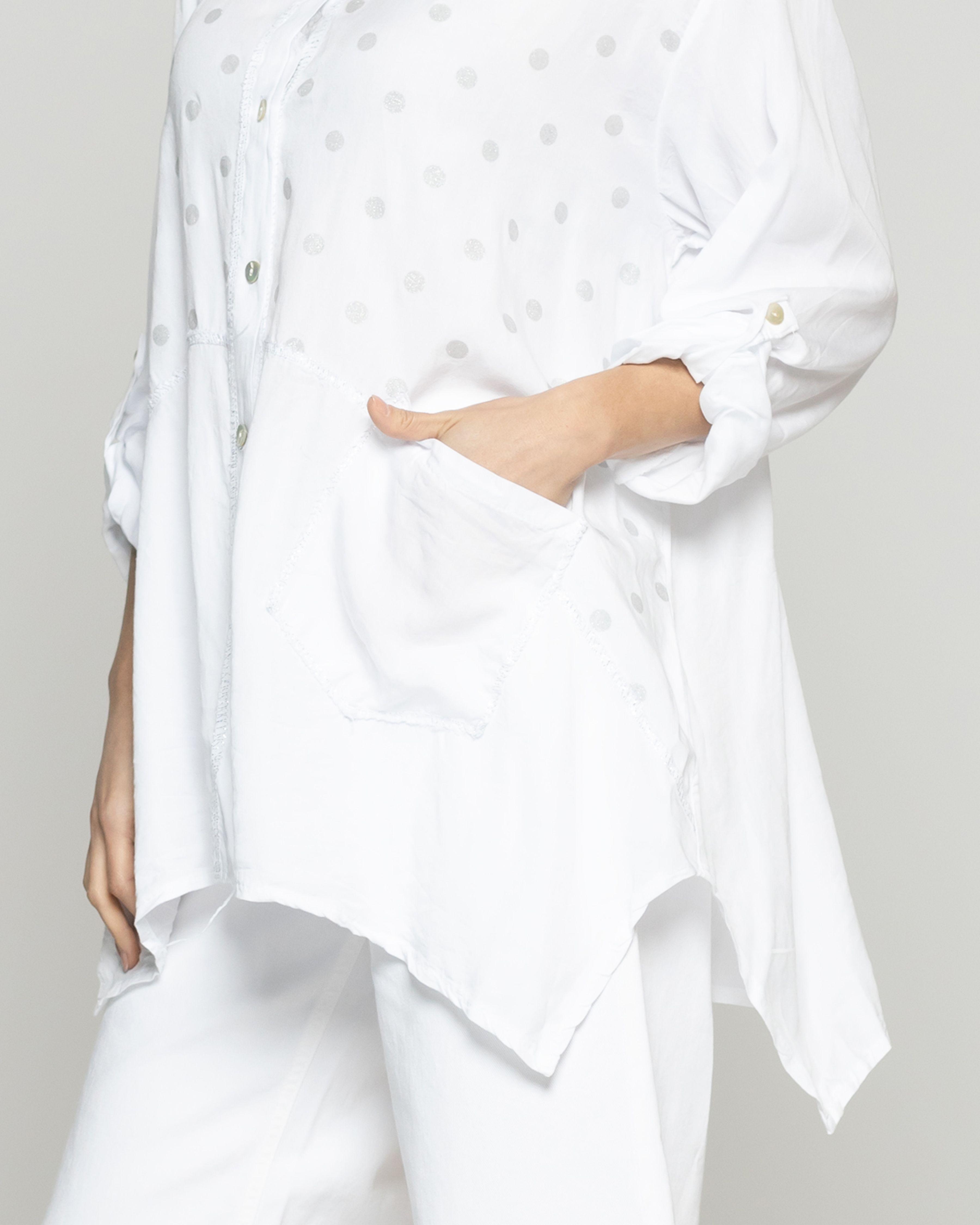 Blusa Mujer Bibiana Oversize Con Diseño De Puntos Blanca Lineatre-2