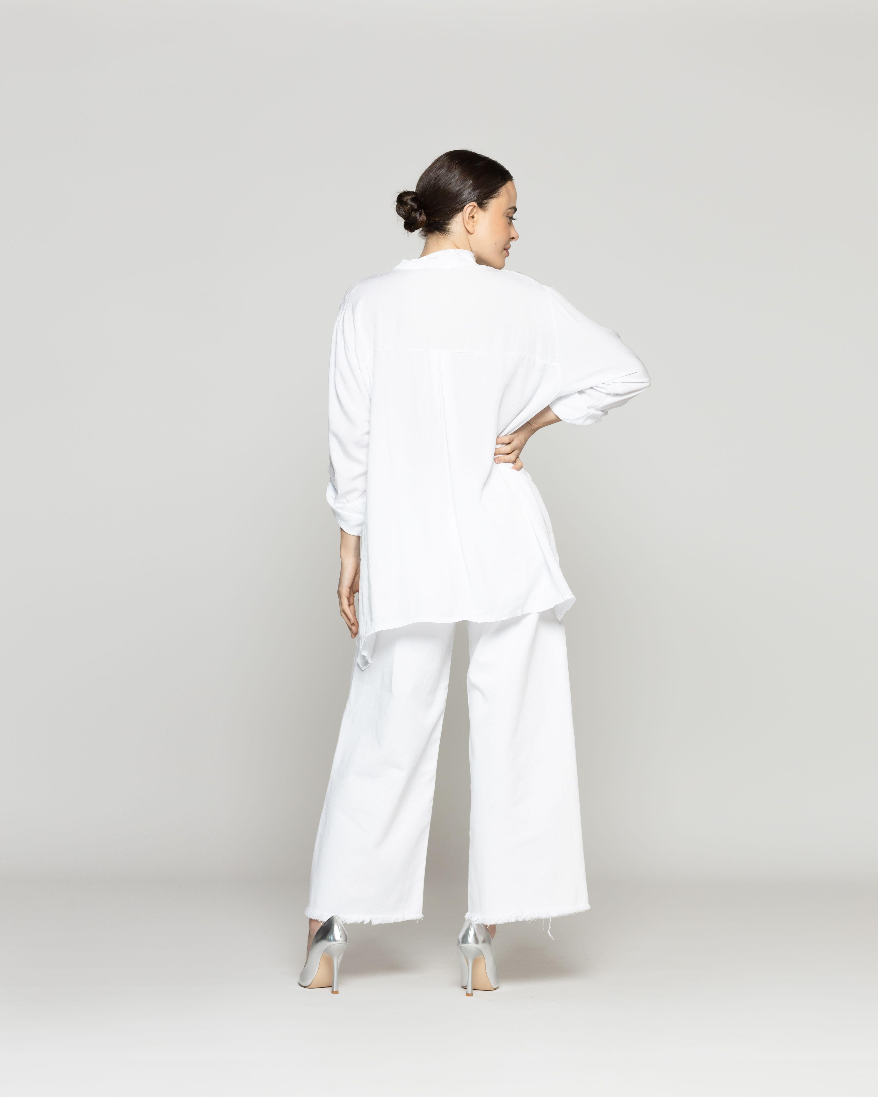 Blusa Mujer Bibiana Oversize Con Diseño De Puntos Blanca Lineatre-3