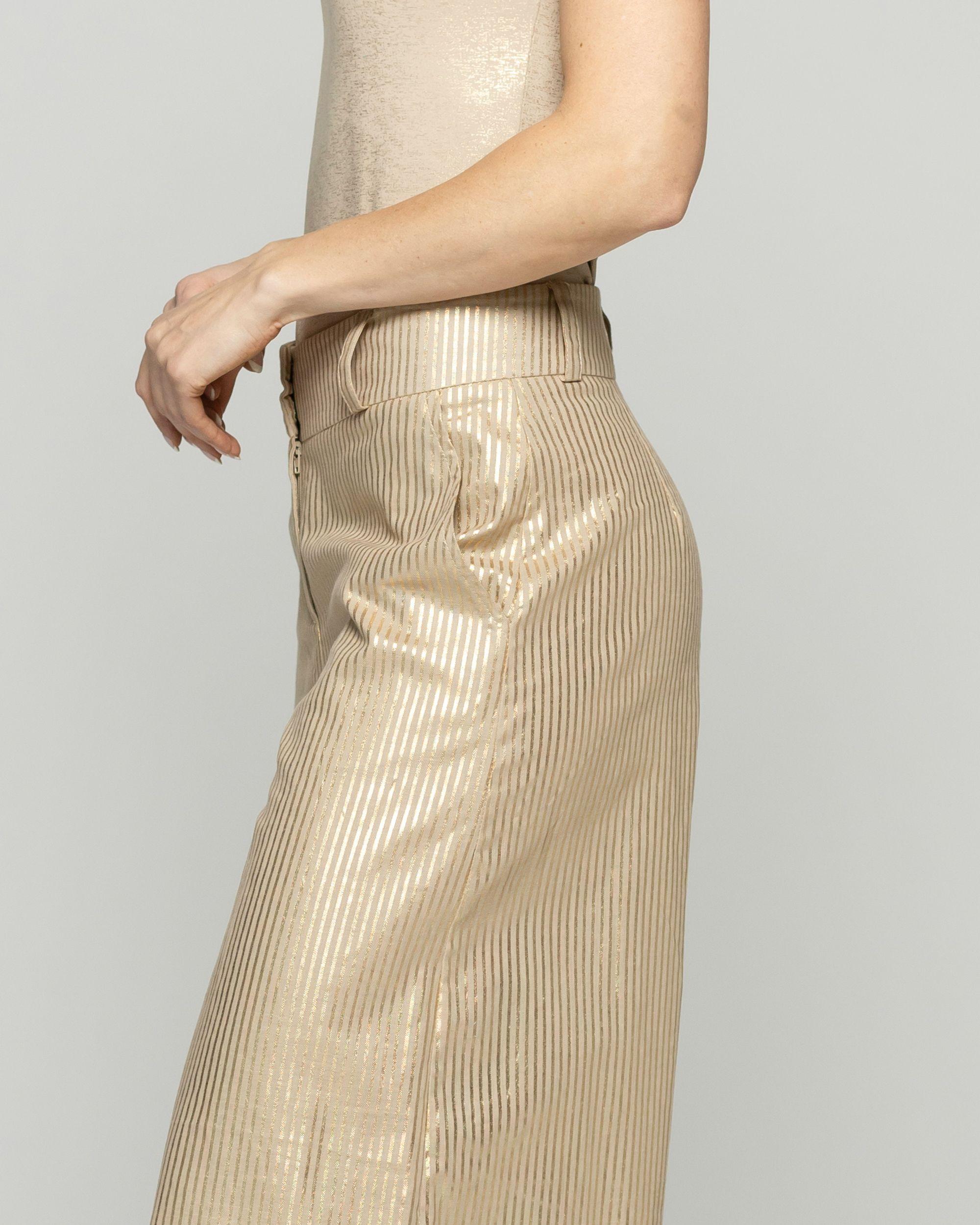 Pantalón Mujer Iris Palazzo Algodón Folia Beige Ludovica-8