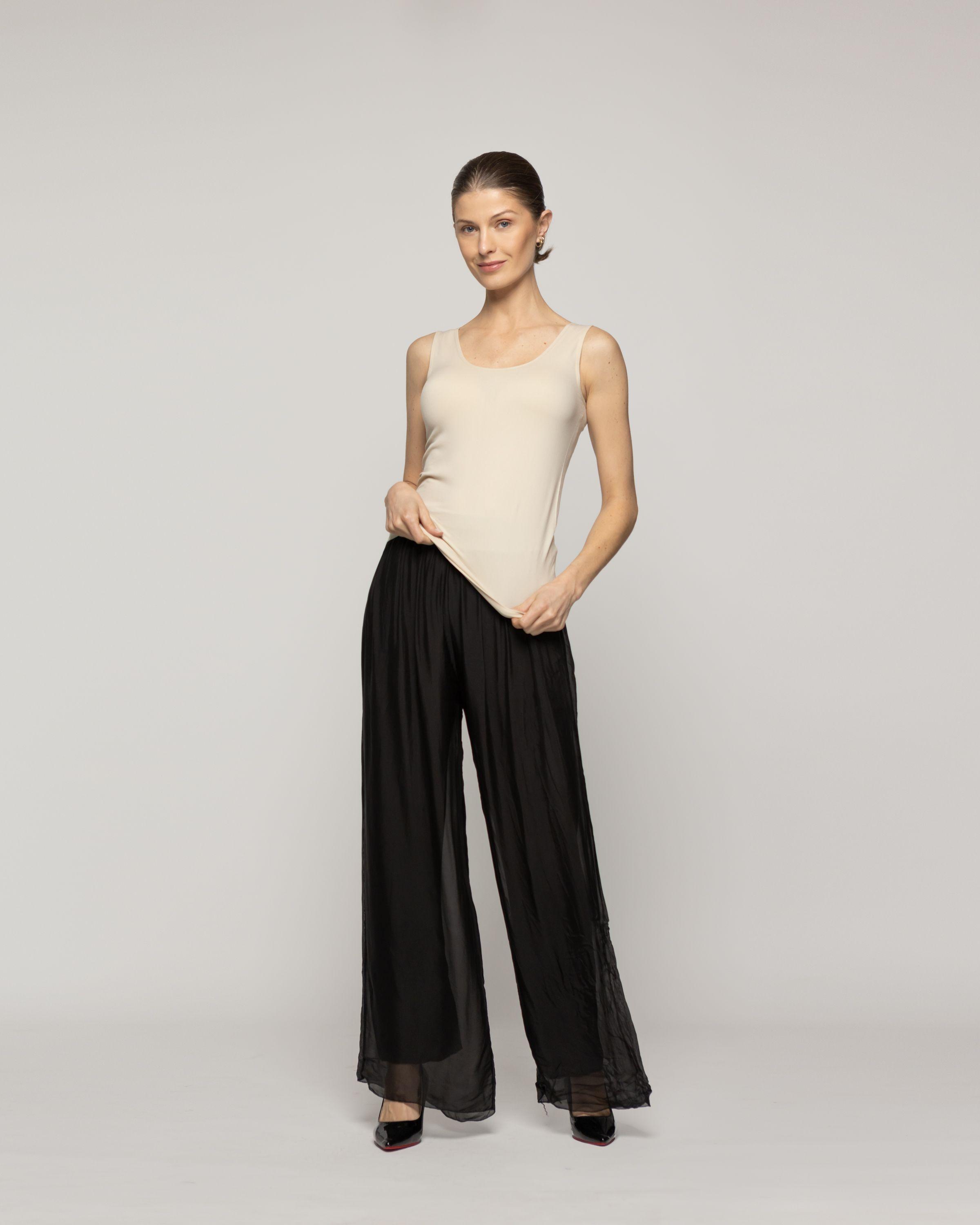 Top Mujer Teodora Mangas Anchas Beige Lineatre-1