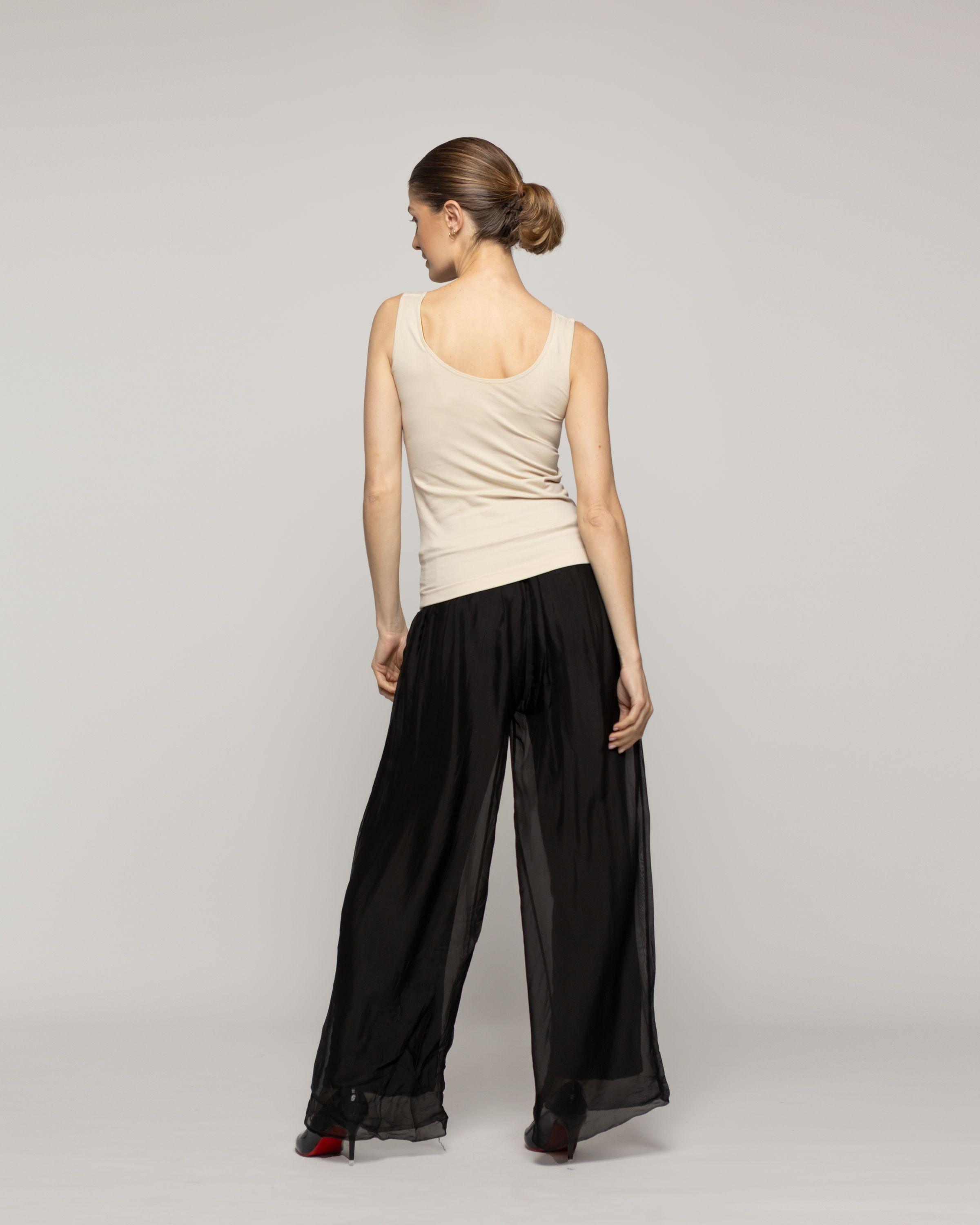 Top Mujer Teodora Mangas Anchas Beige Lineatre-2