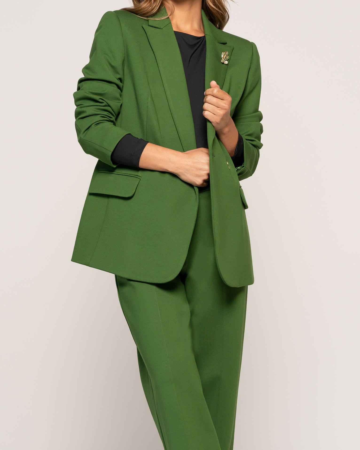 Blazer Melisa Verde Oversize Cruzado Con Solapa Ludovica-0
