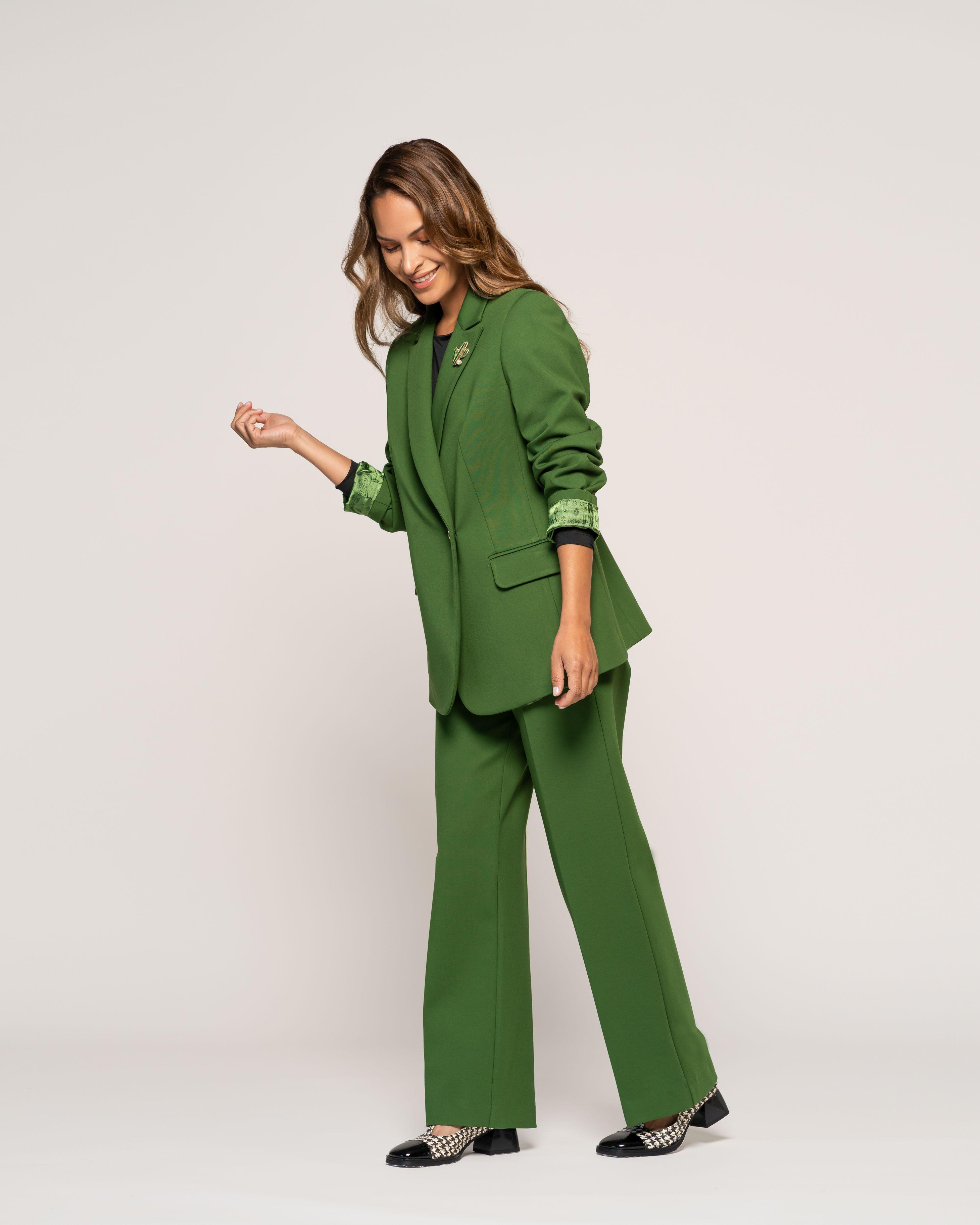 Blazer Melisa Verde Oversize Cruzado Con Solapa Ludovica-1
