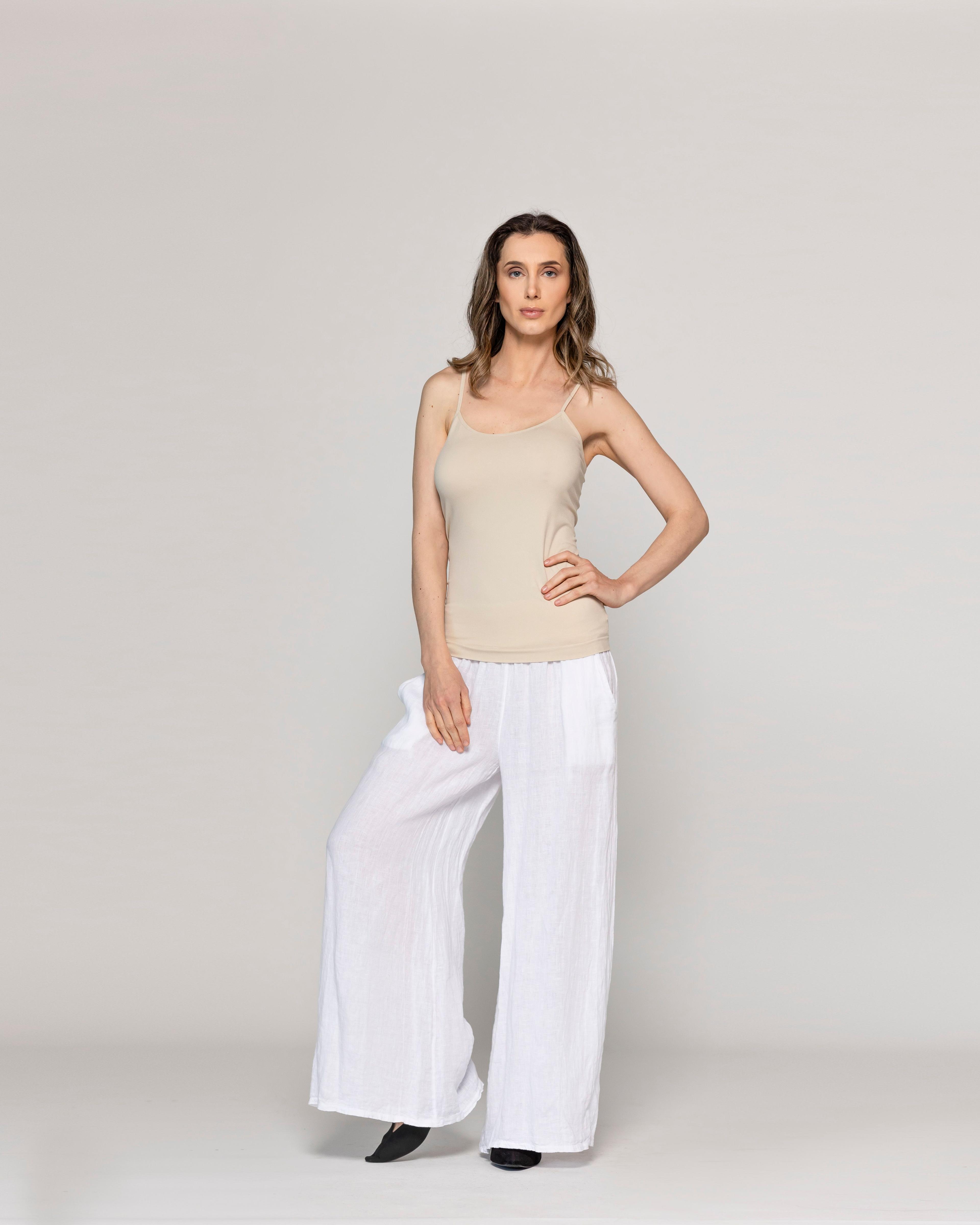 Top Mujer Tati Básico Tirantes Finos Beige Lineatre-1