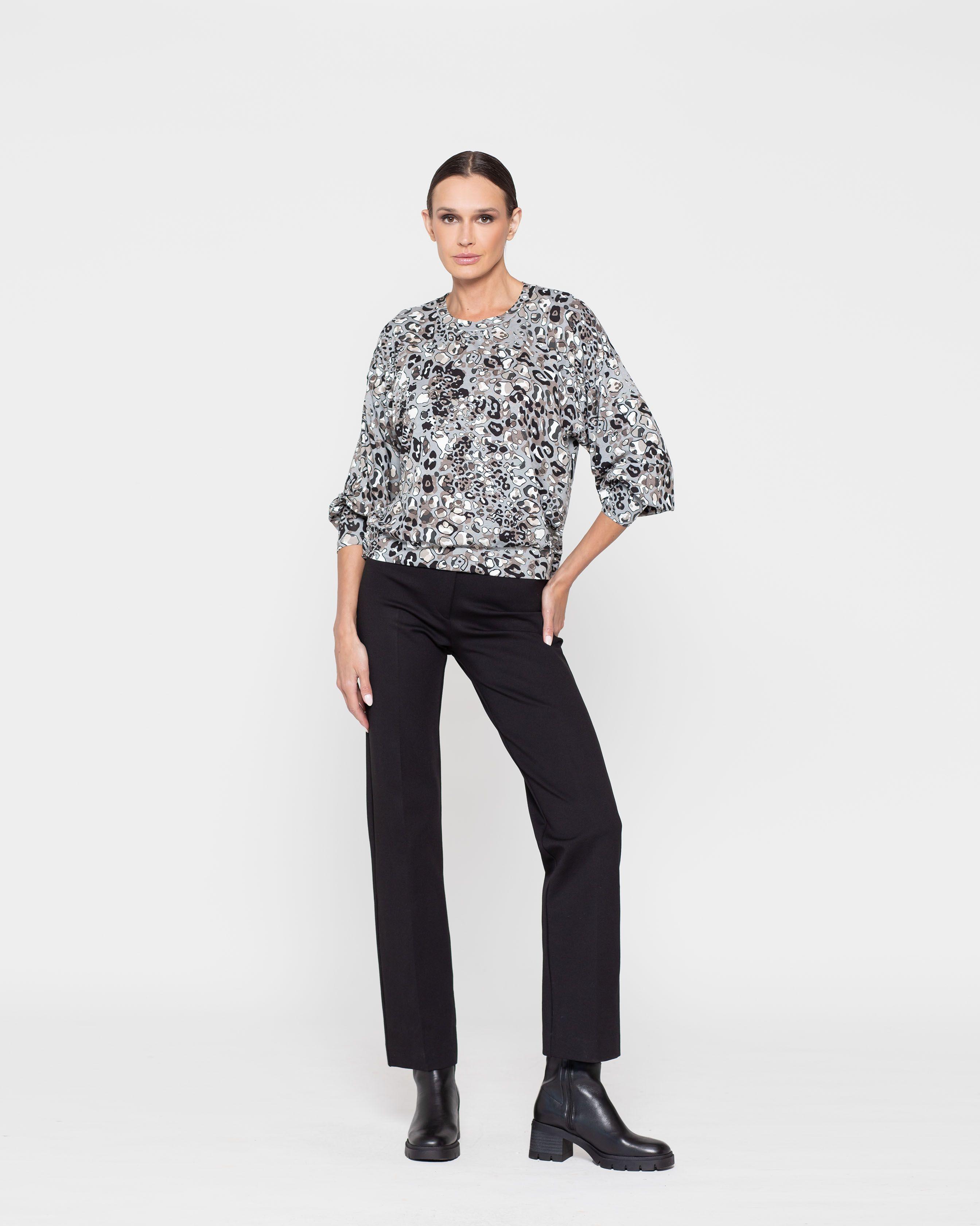 Polera Mujer Iris Café Animal Print Ludovica-1