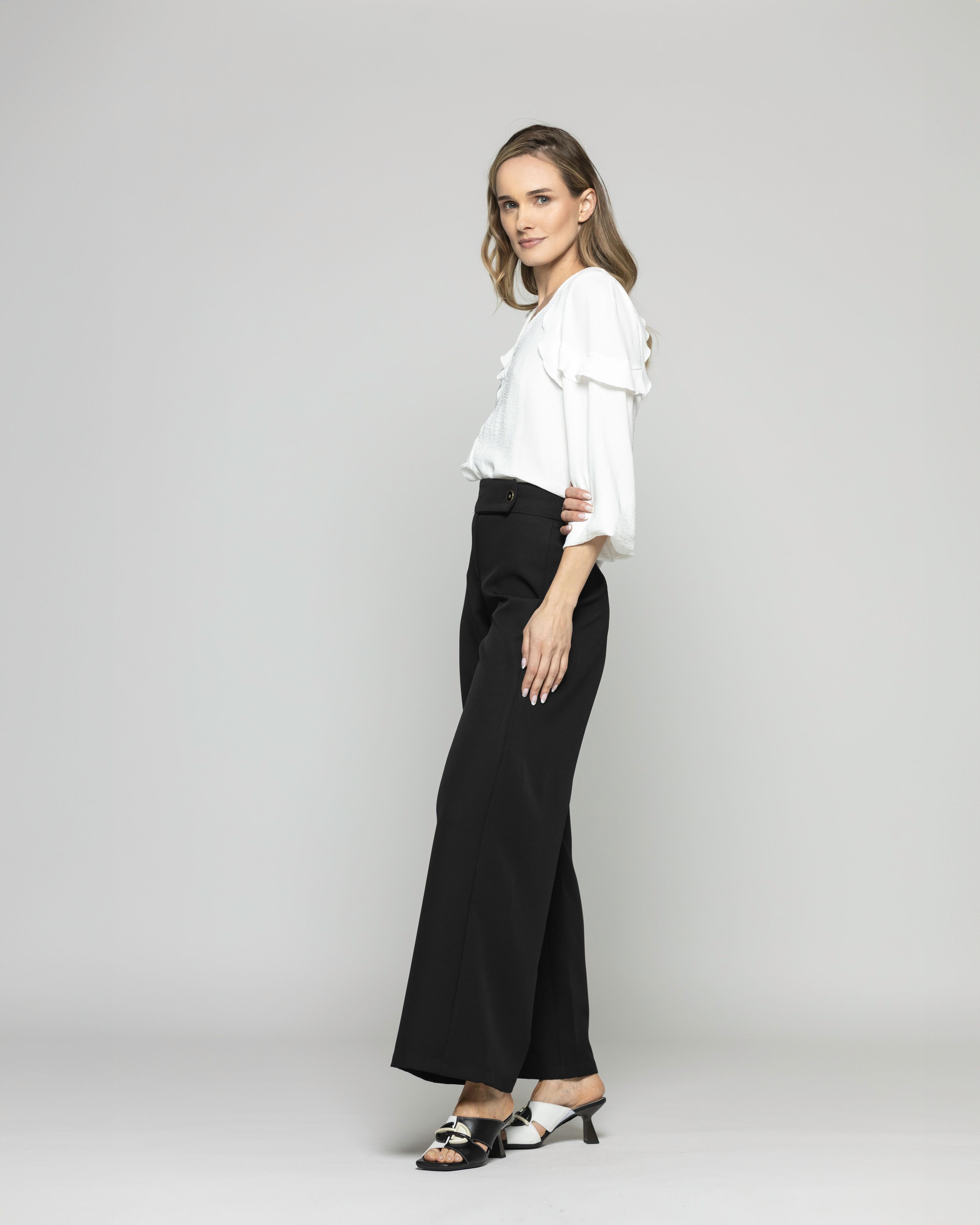 Blusa Mujer Eucomis Escote V Volantes Mangas 3/4 Blanca Crudo Ludovica-8