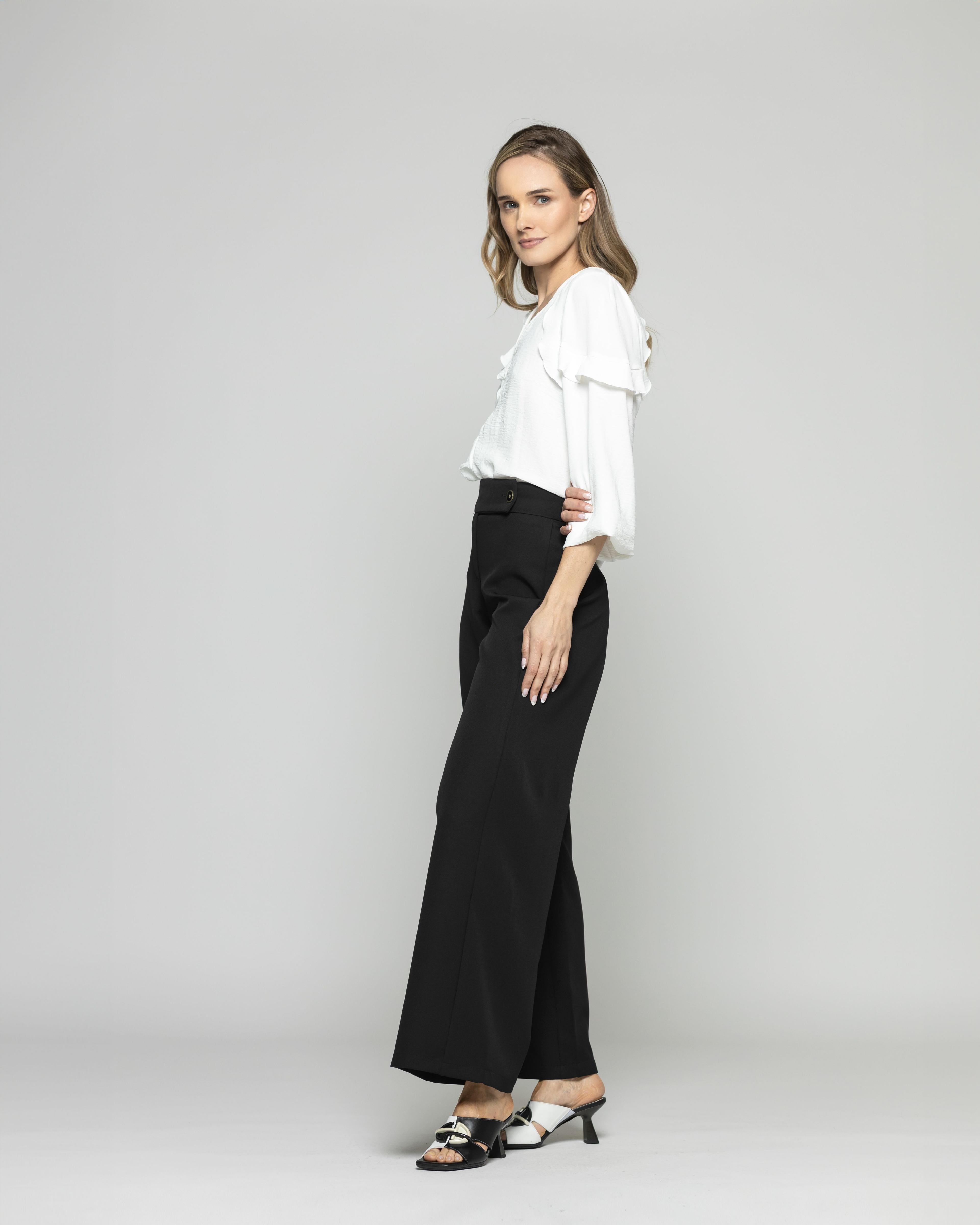 Blusa Mujer Eucomis Escote V Volantes Mangas 3/4 Blanca Crudo Ludovica-9