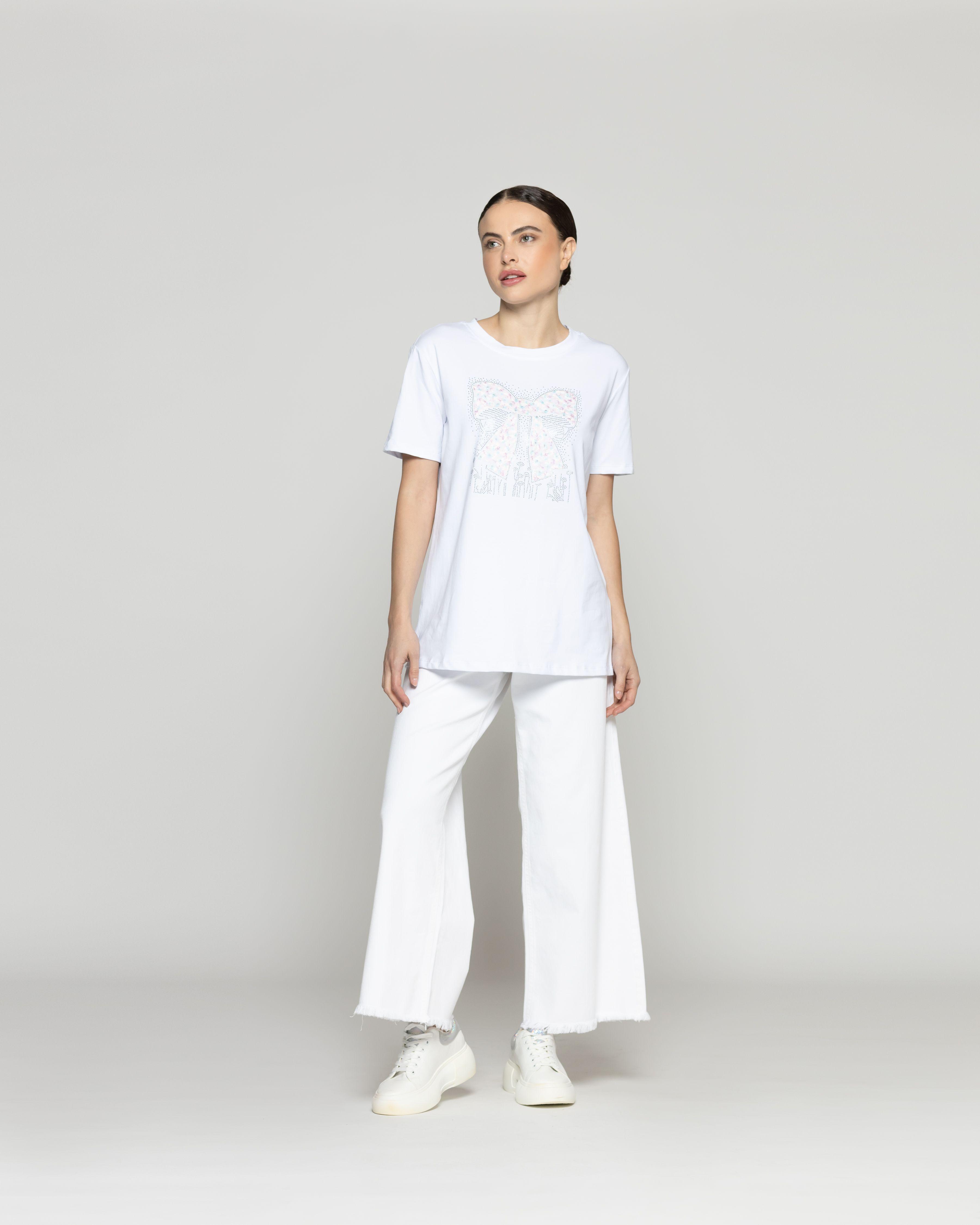 Polera Mujer Ovidia Básica Estampada Con Brillos Lineatre-4