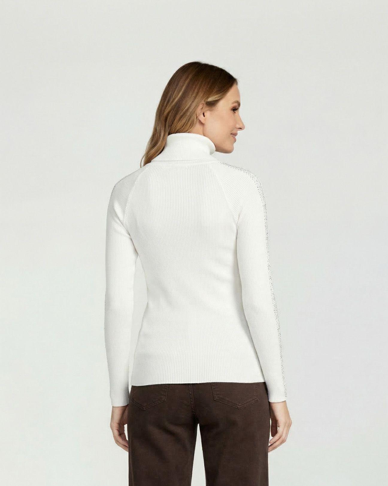 Sweater Mujer Teresa Relaxed Cuello Alto Redondo Manga Caída Crudo Lineatre-1