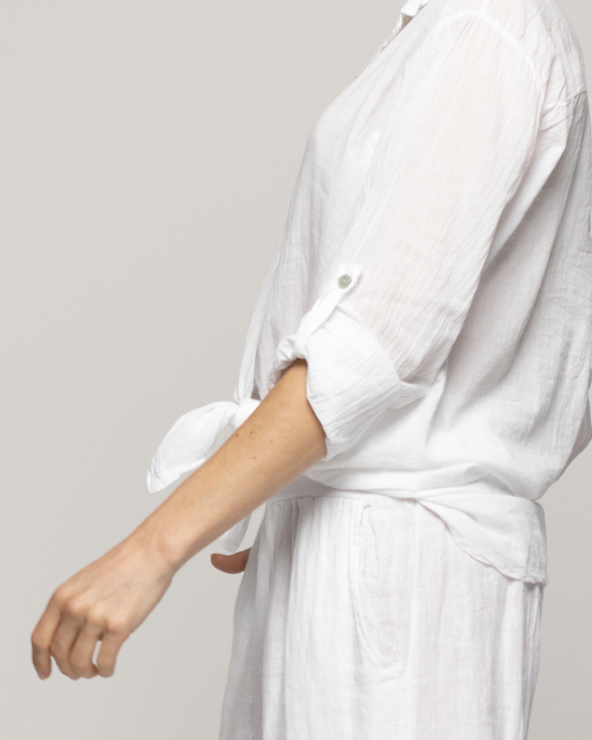 Blusa Mujer Betsabe de Algodón Manga Larga Lisa Blanca Lineatre-3