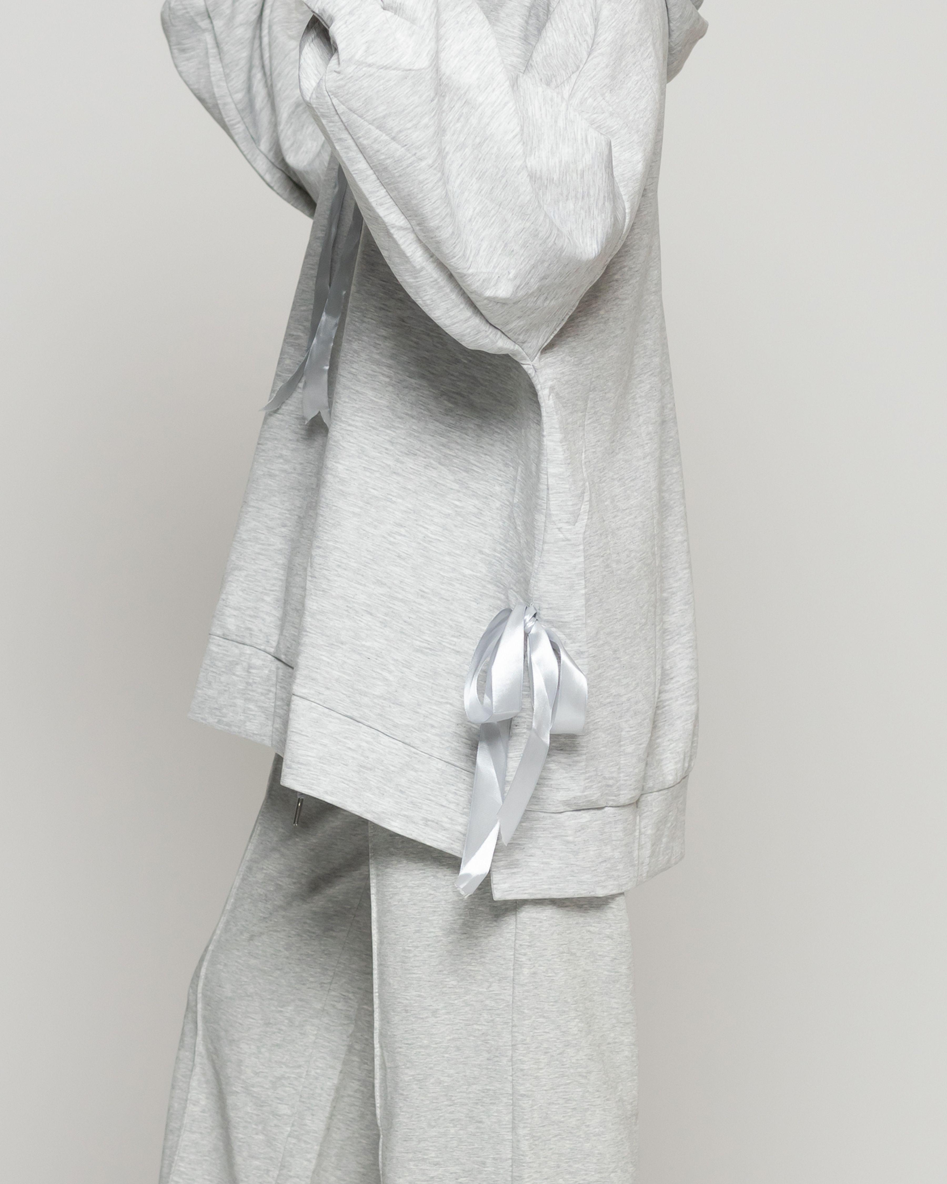 Polerón Mujer Oksana oversize Con Lazos Gris Lineatre-2