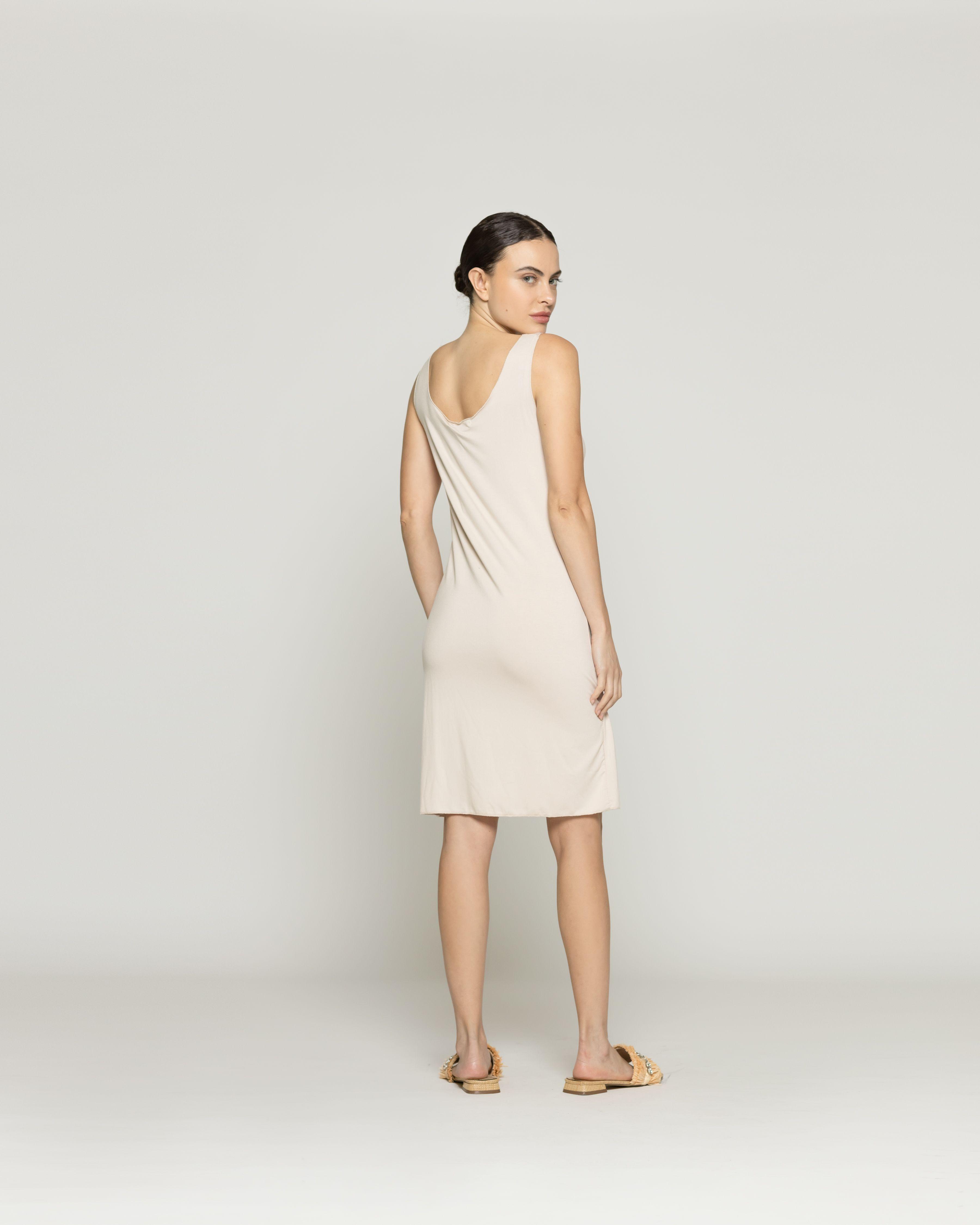 Vestido Mujer Enagua Básico Beige Lineatre-2