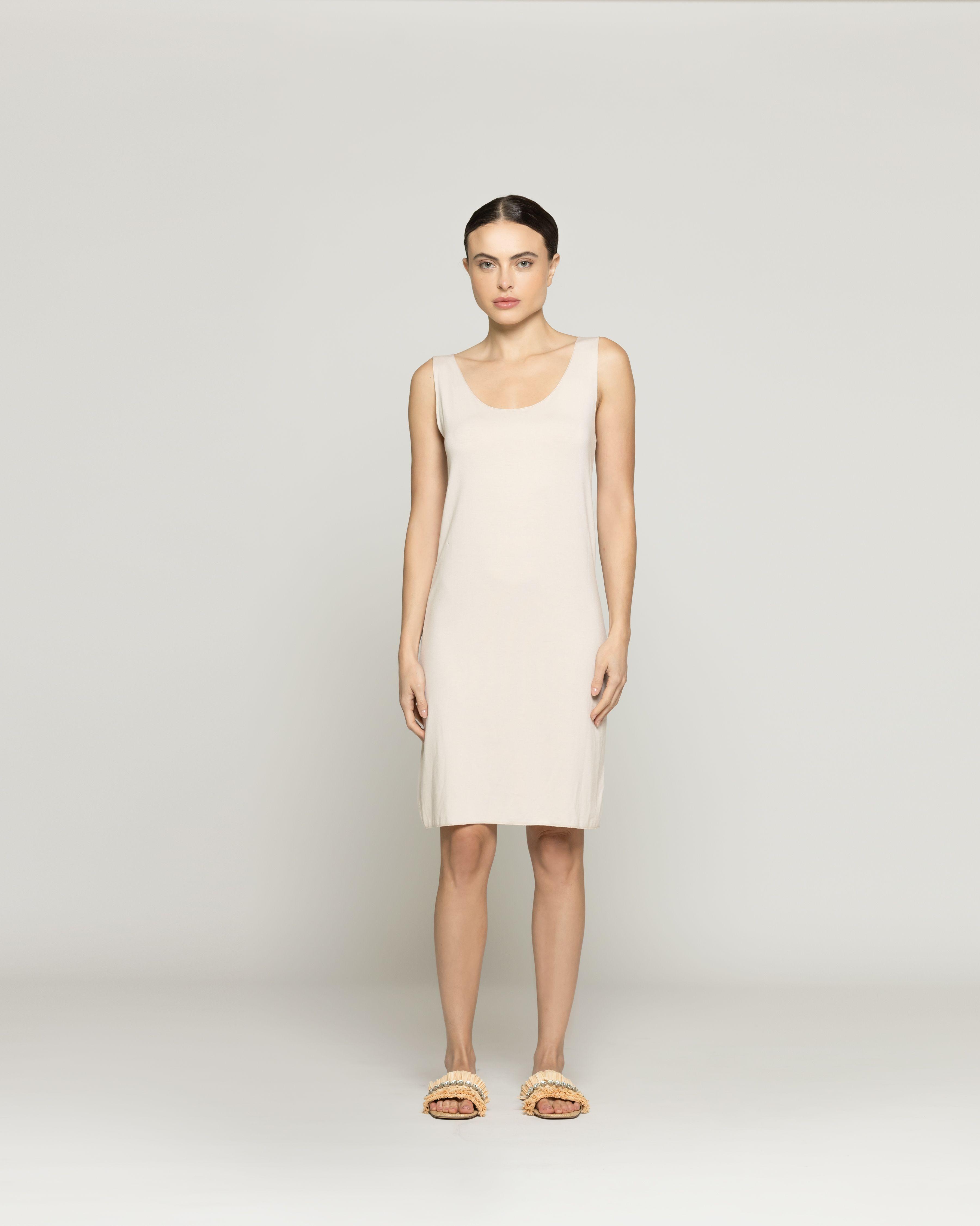 Vestido Mujer Enagua Básico Beige Lineatre-3