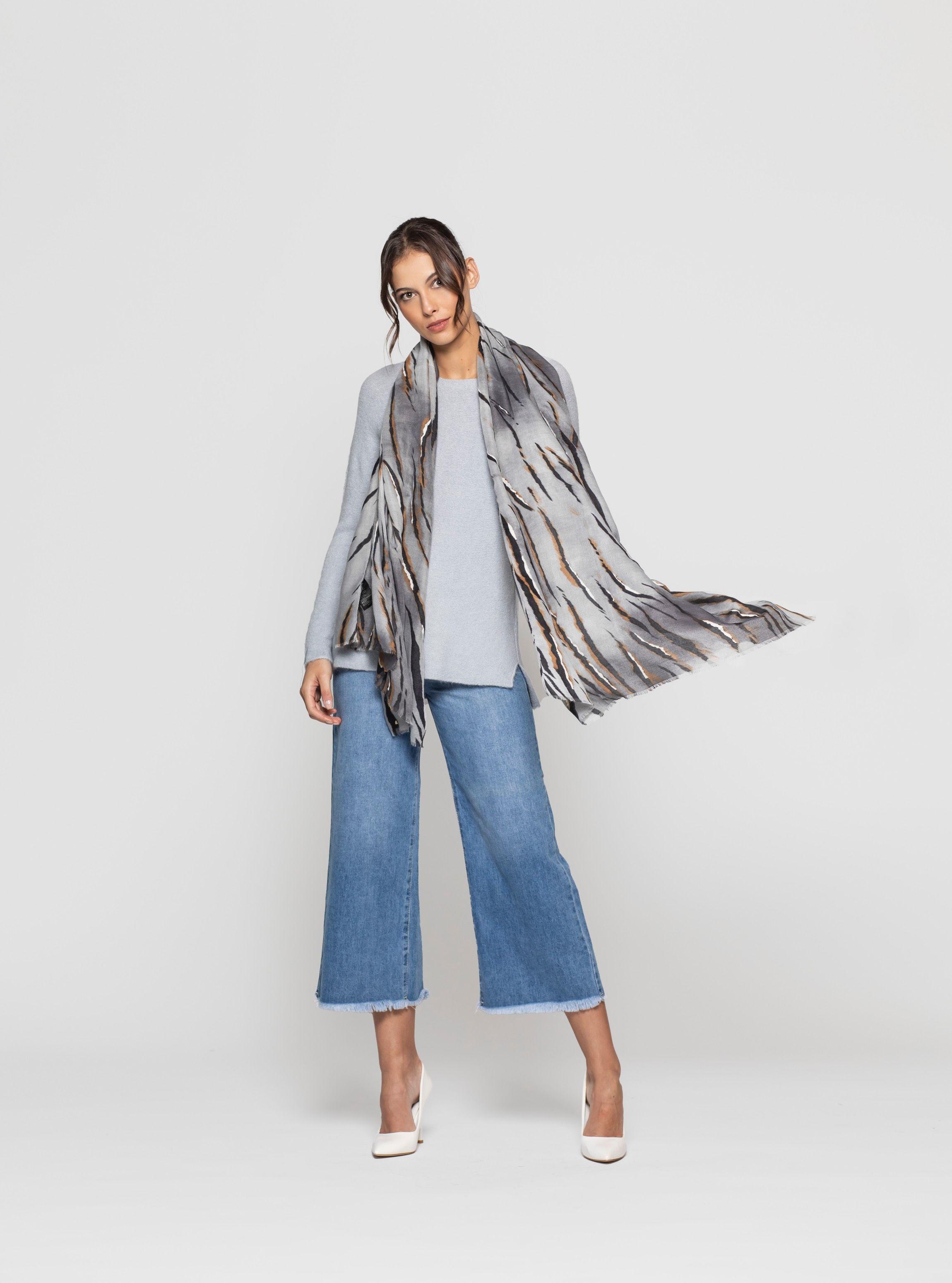 Echarpe Mujer Lunara Gris Lineatre-2