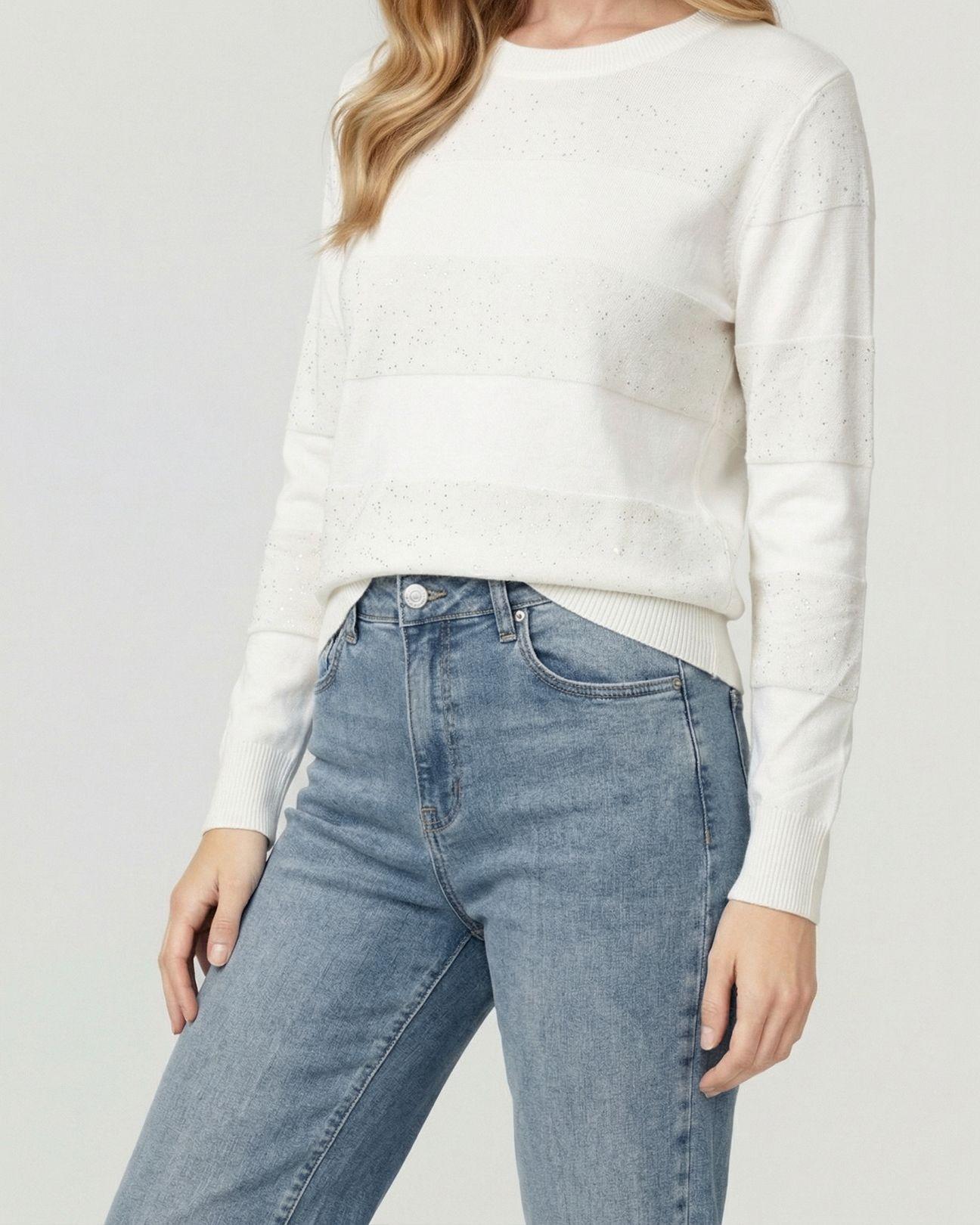 Sweater Mujer Gloria Relaxed Cuello Redondo Manga Caída Crudo Lineatre-2