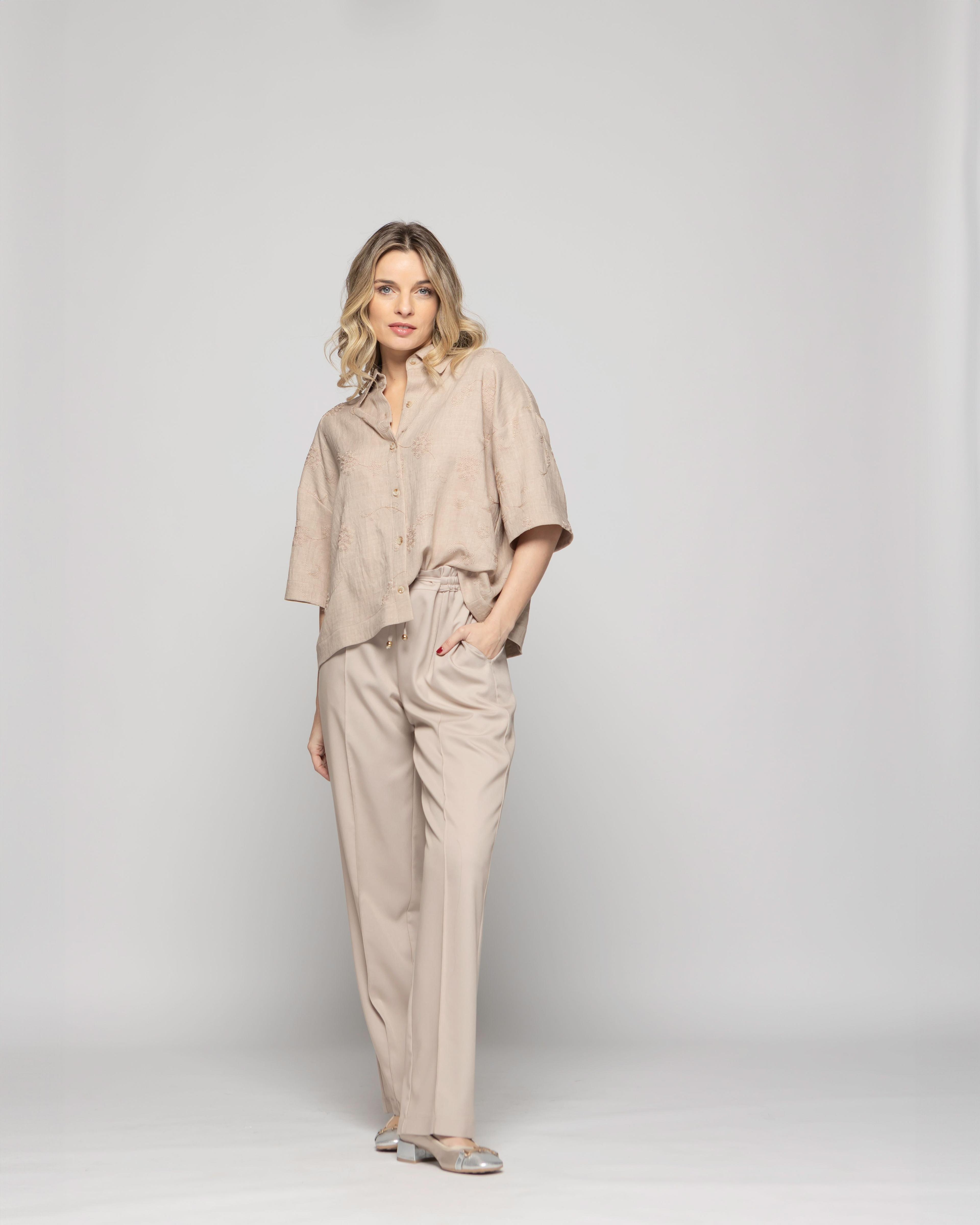 Pantalón Mujer Torenia Viscosa Recto Arena Ludovica-1
