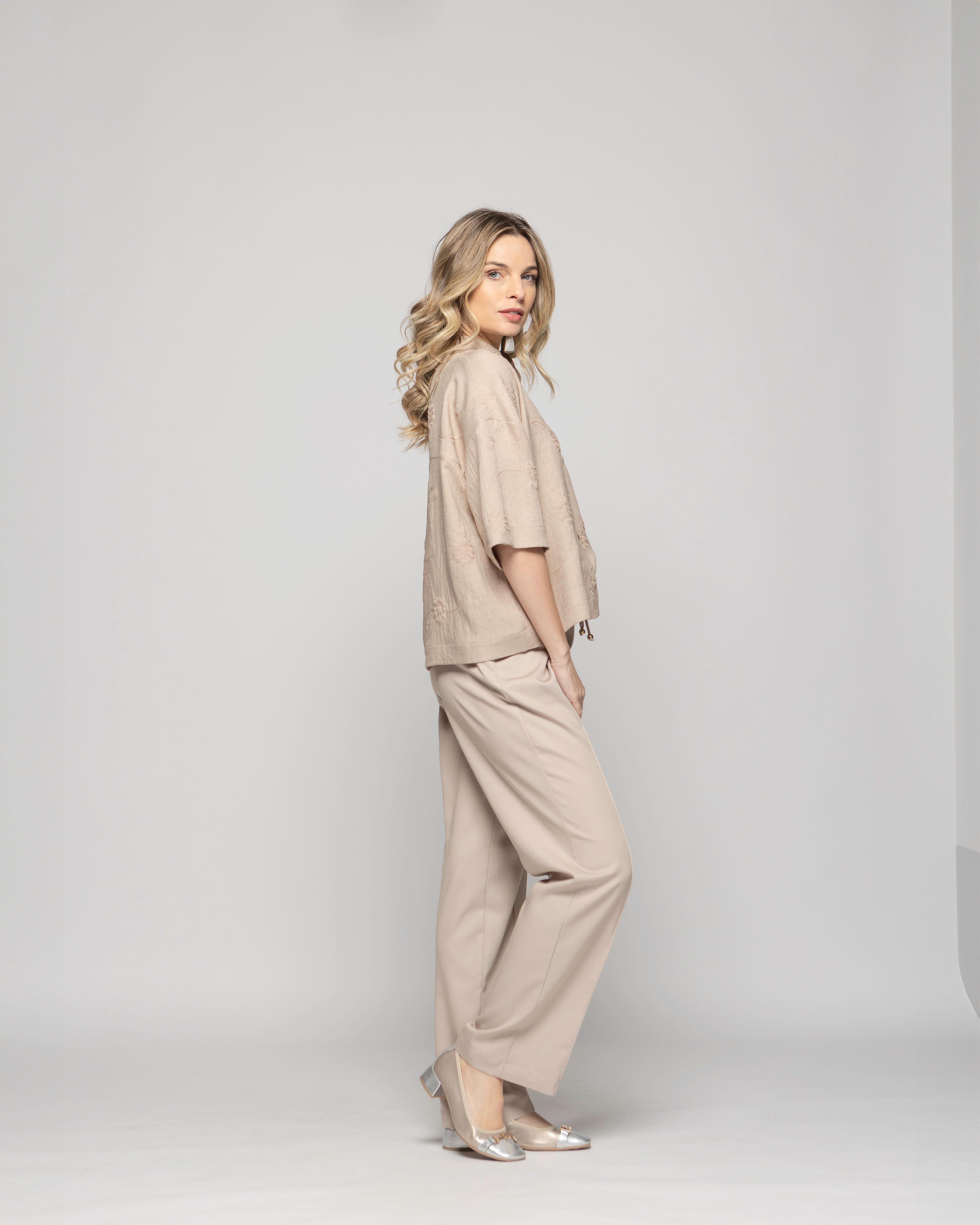 Pantalón Mujer Torenia Viscosa Recto Arena Ludovica-4