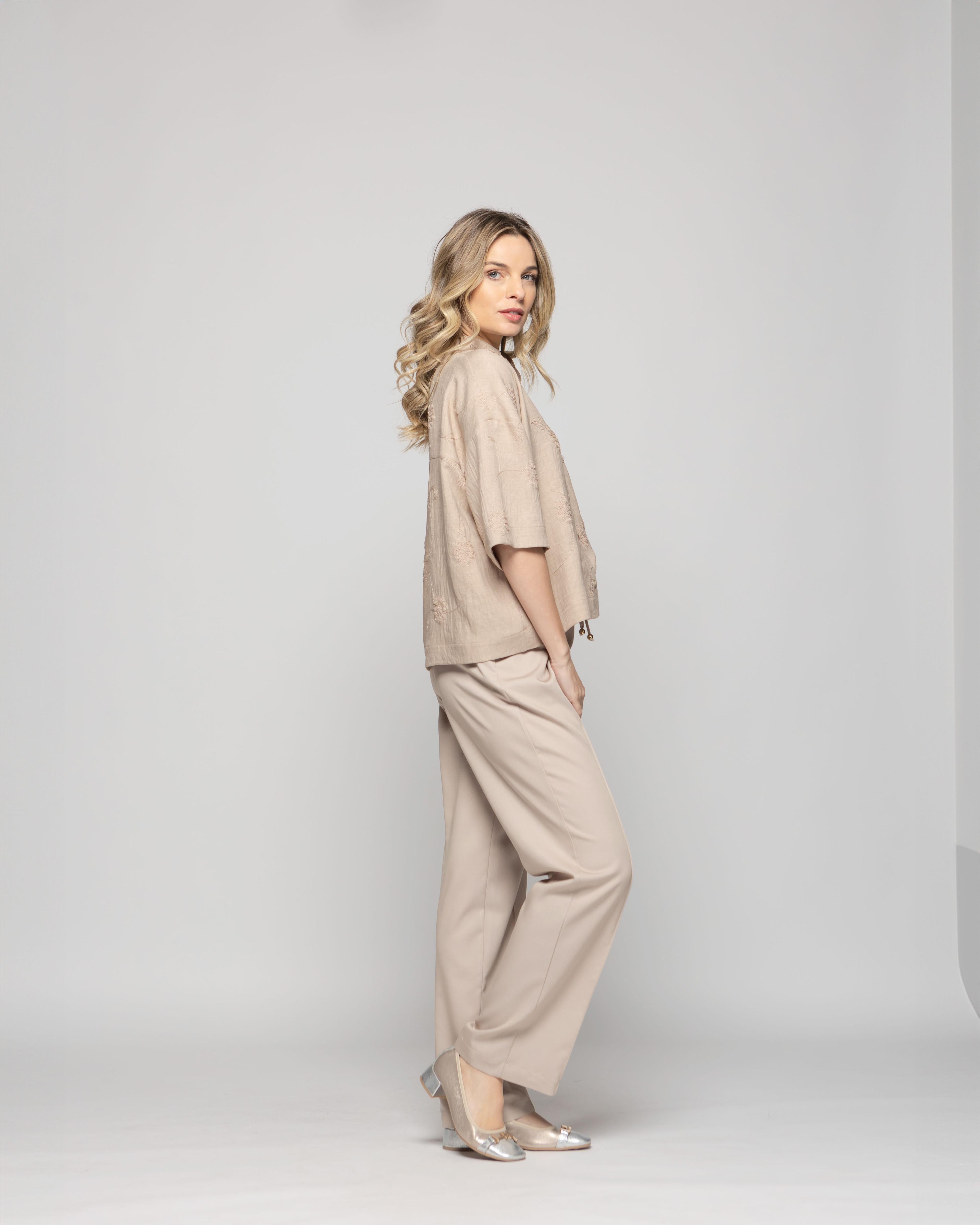 Pantalón Mujer Torenia Viscosa Recto Arena Ludovica-5