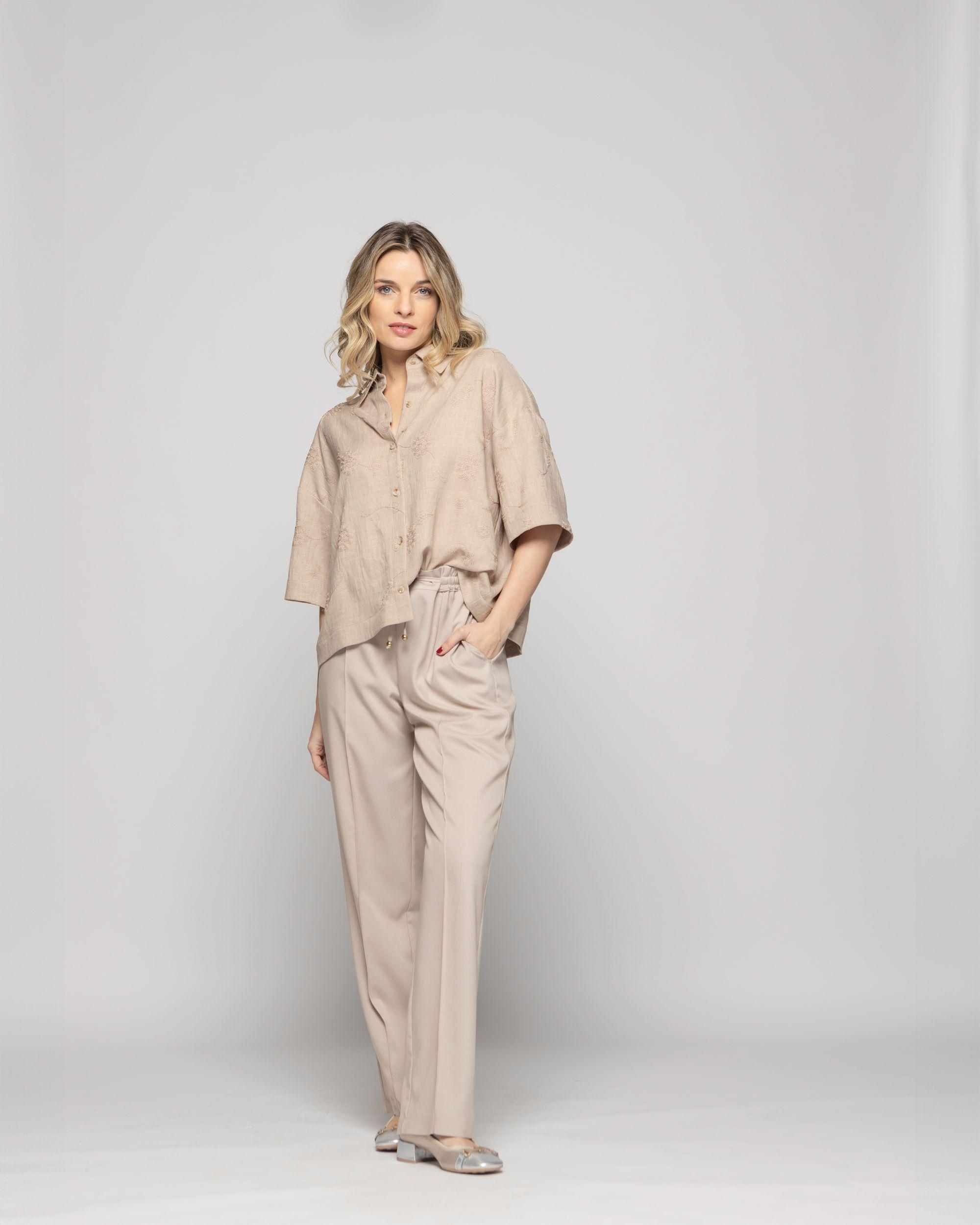 Pantalón Mujer Torenia Viscosa Recto Arena Ludovica-1