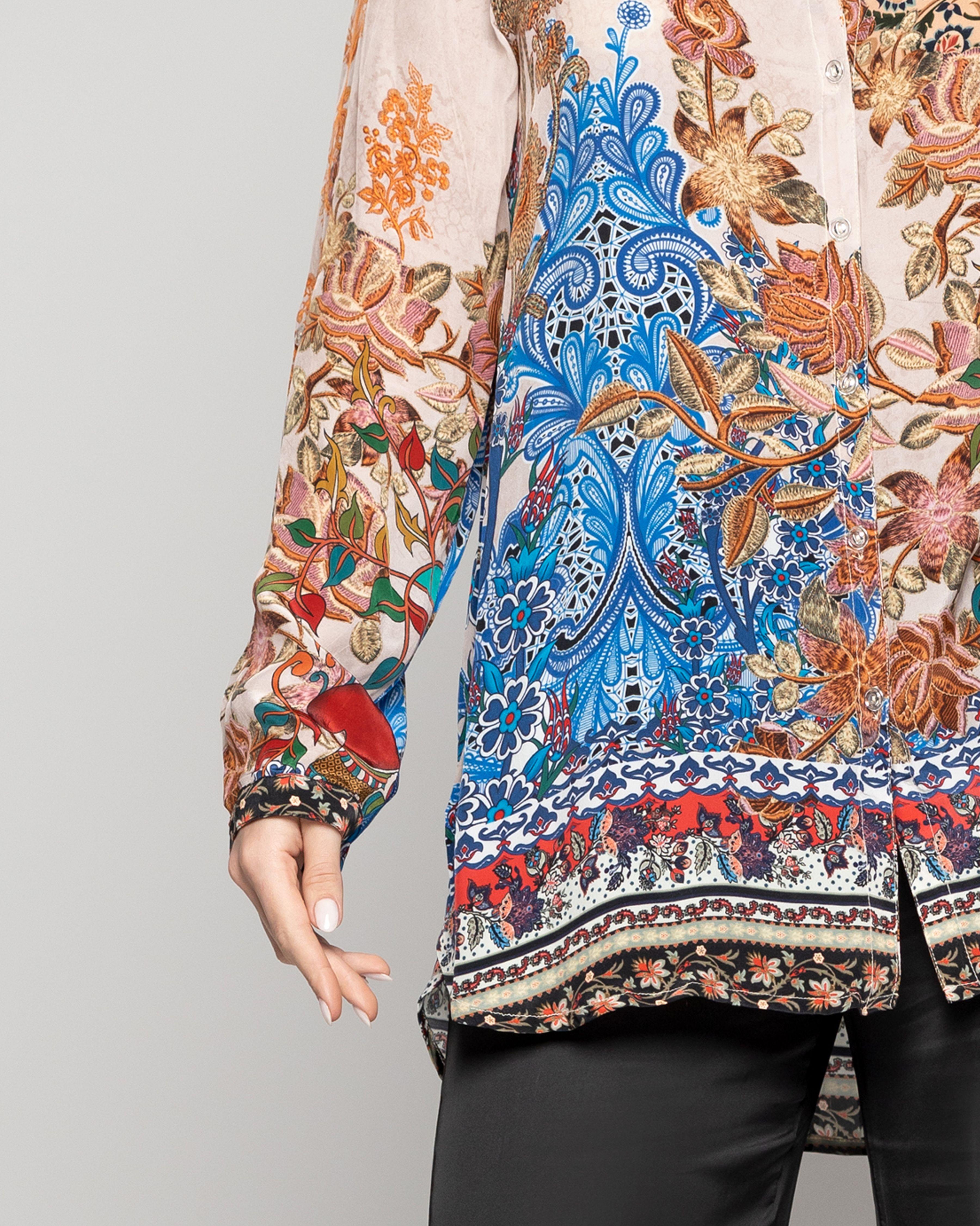 Blusa Mujer Belia Tipo Satín Estampado Flores Rosada  Lineatre-2