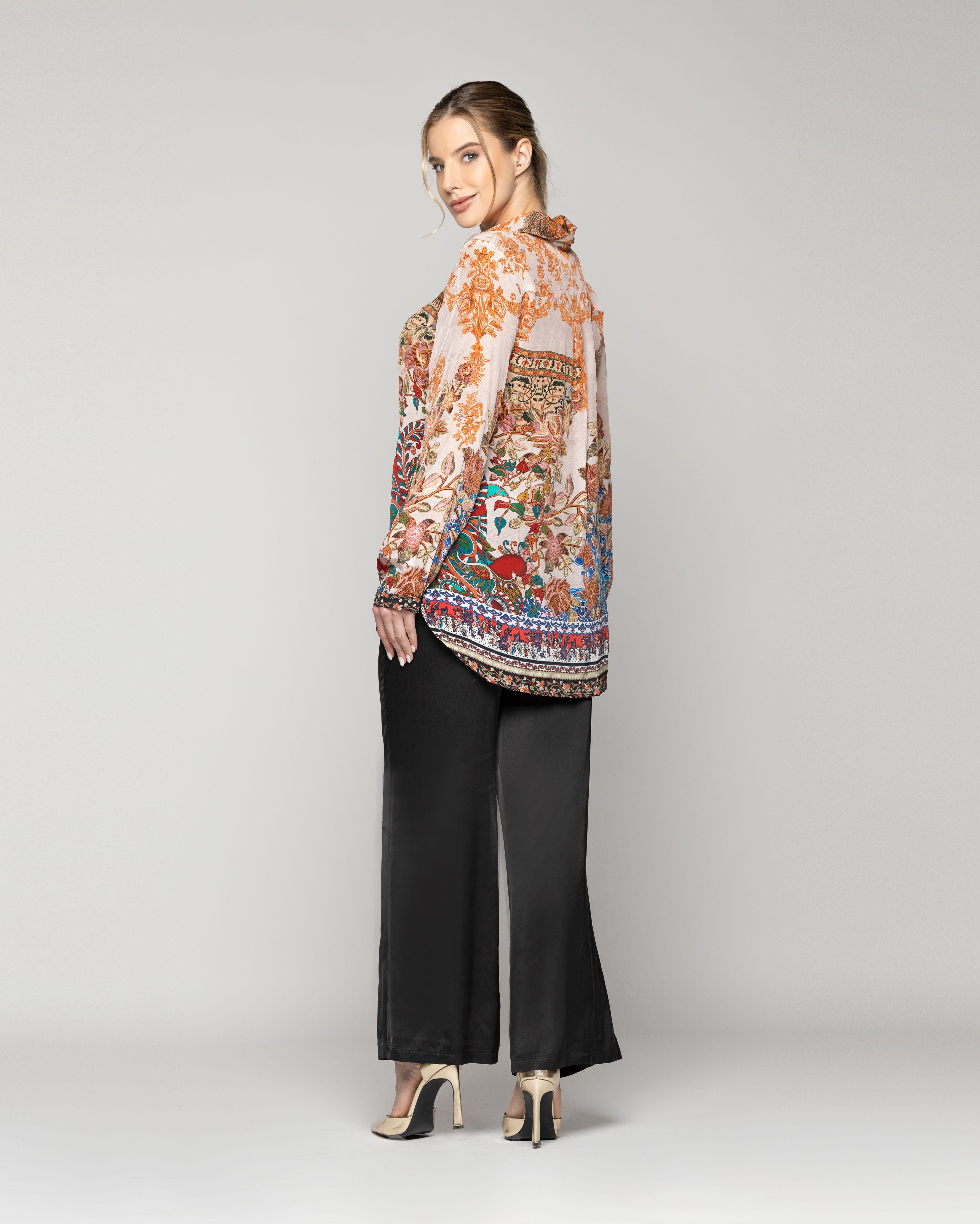 Blusa Mujer Belia Tipo Satín Estampado Flores Rosada  Lineatre-3