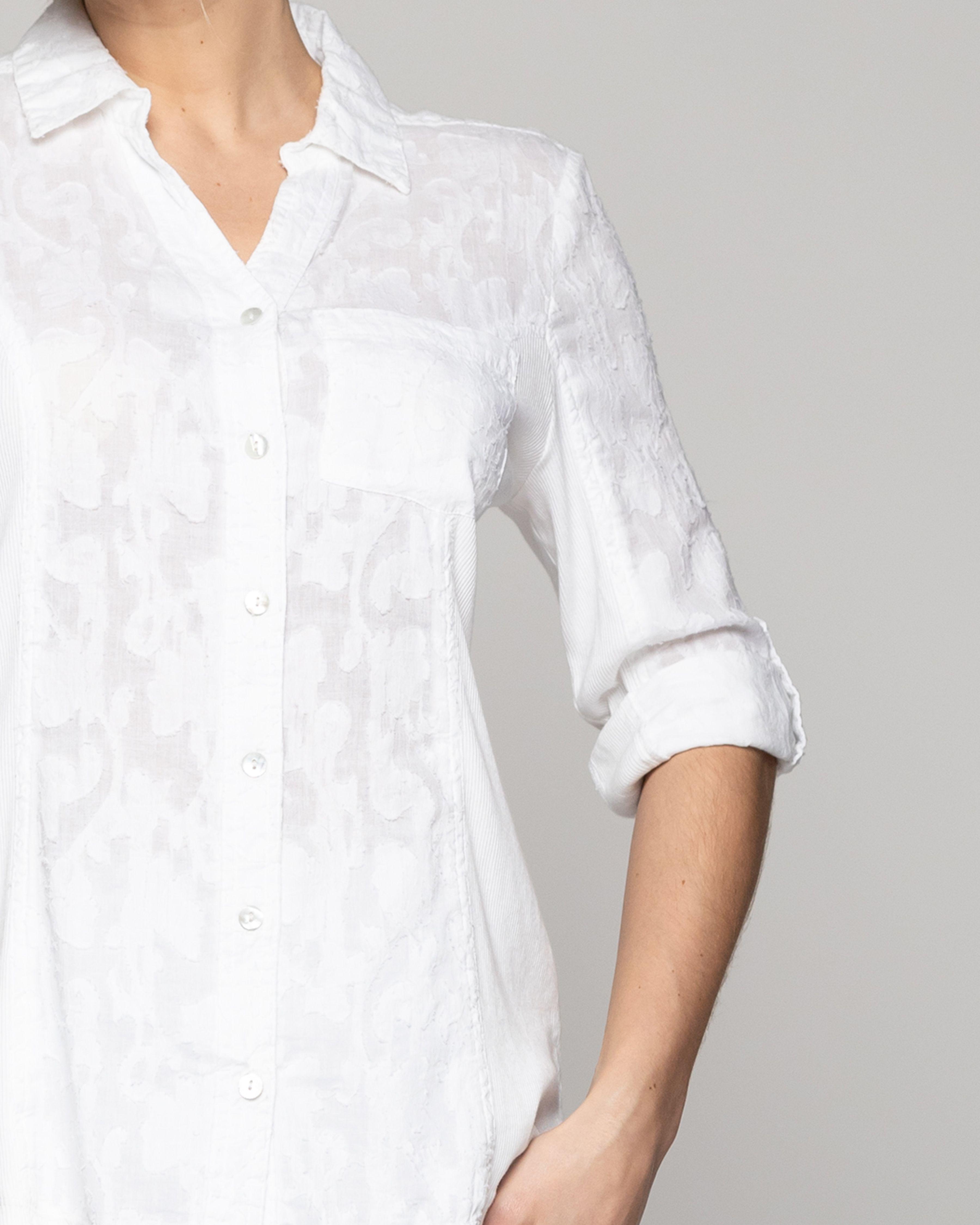 Blusa Mujer Blaire Slim Fit Tela Con Diseño Blanca Lineatre-2