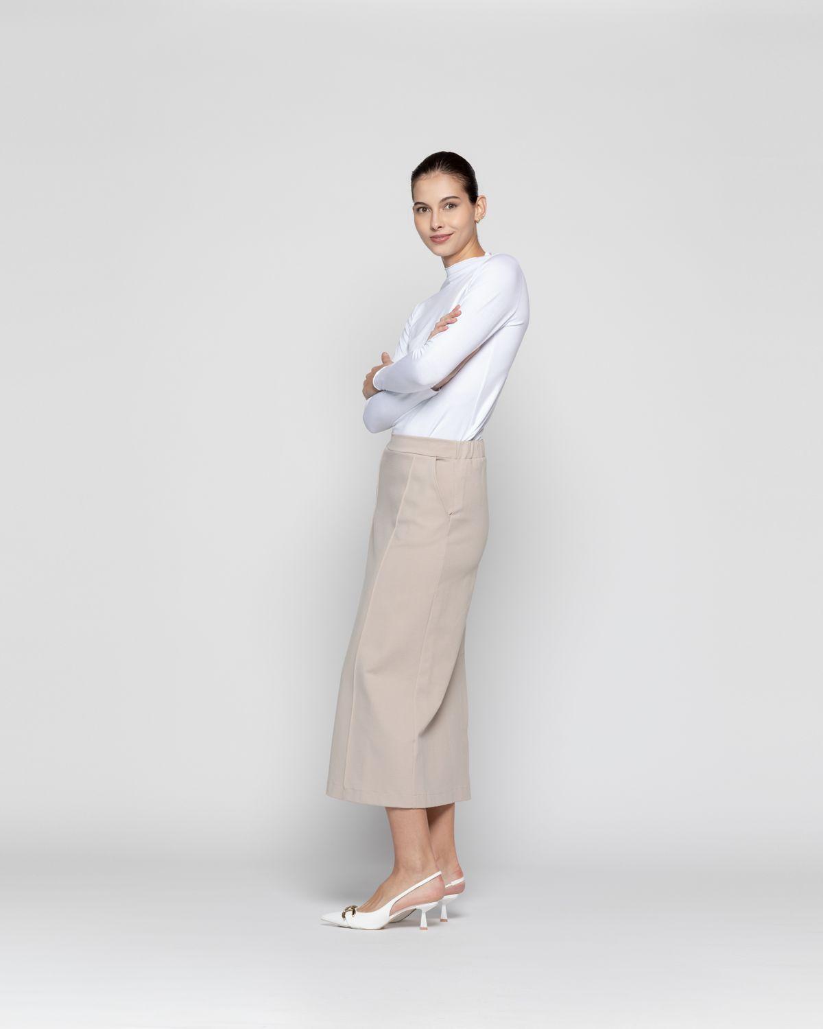 Falda Mujer Clarissa  Beige Lineatre-2
