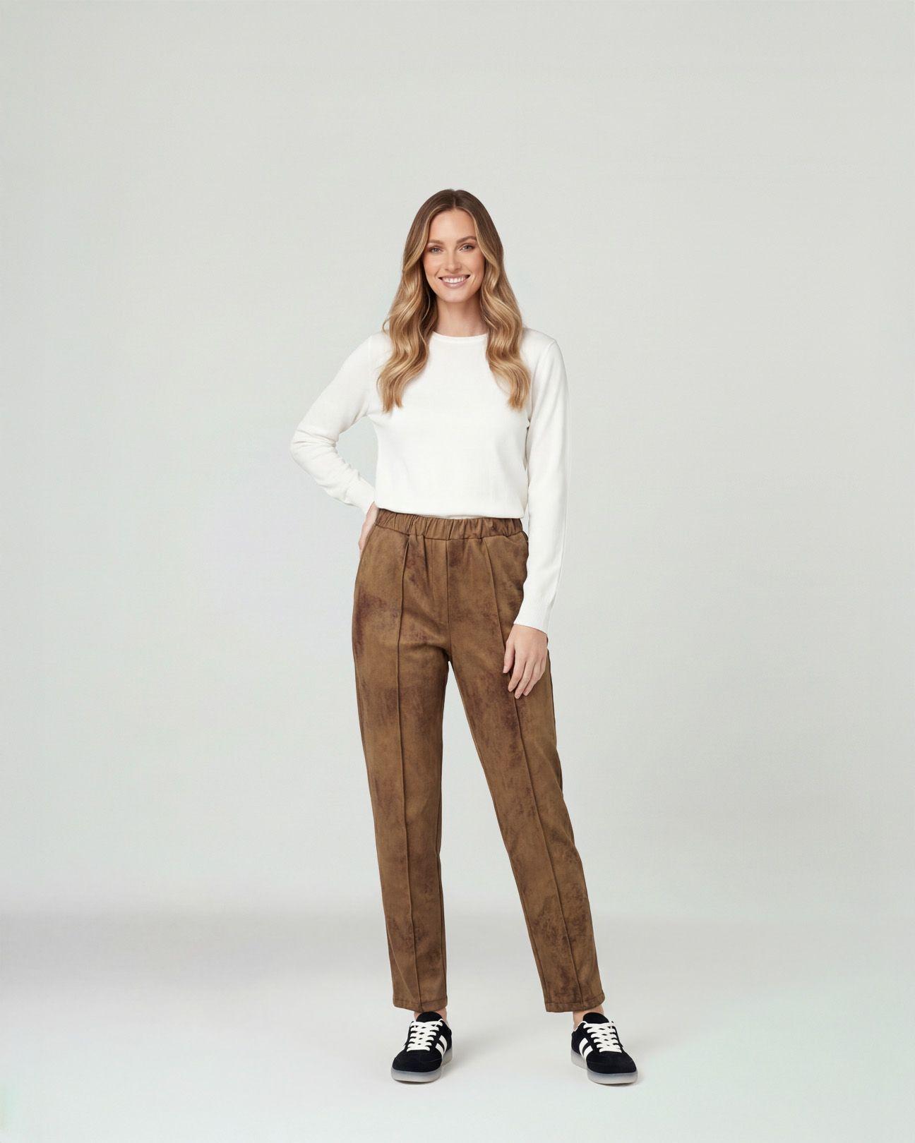 Pantalon Mujer Sol Relaxed Camel Lineatre-3