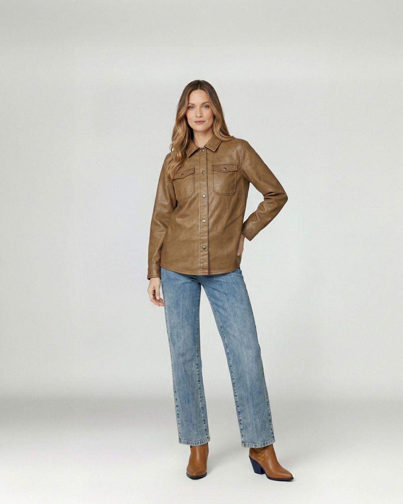 Camisa Mujer Emilia Relaxed Cuello Tipo Camisa Manga Tipo Camisa Chocolate Lineatre-3