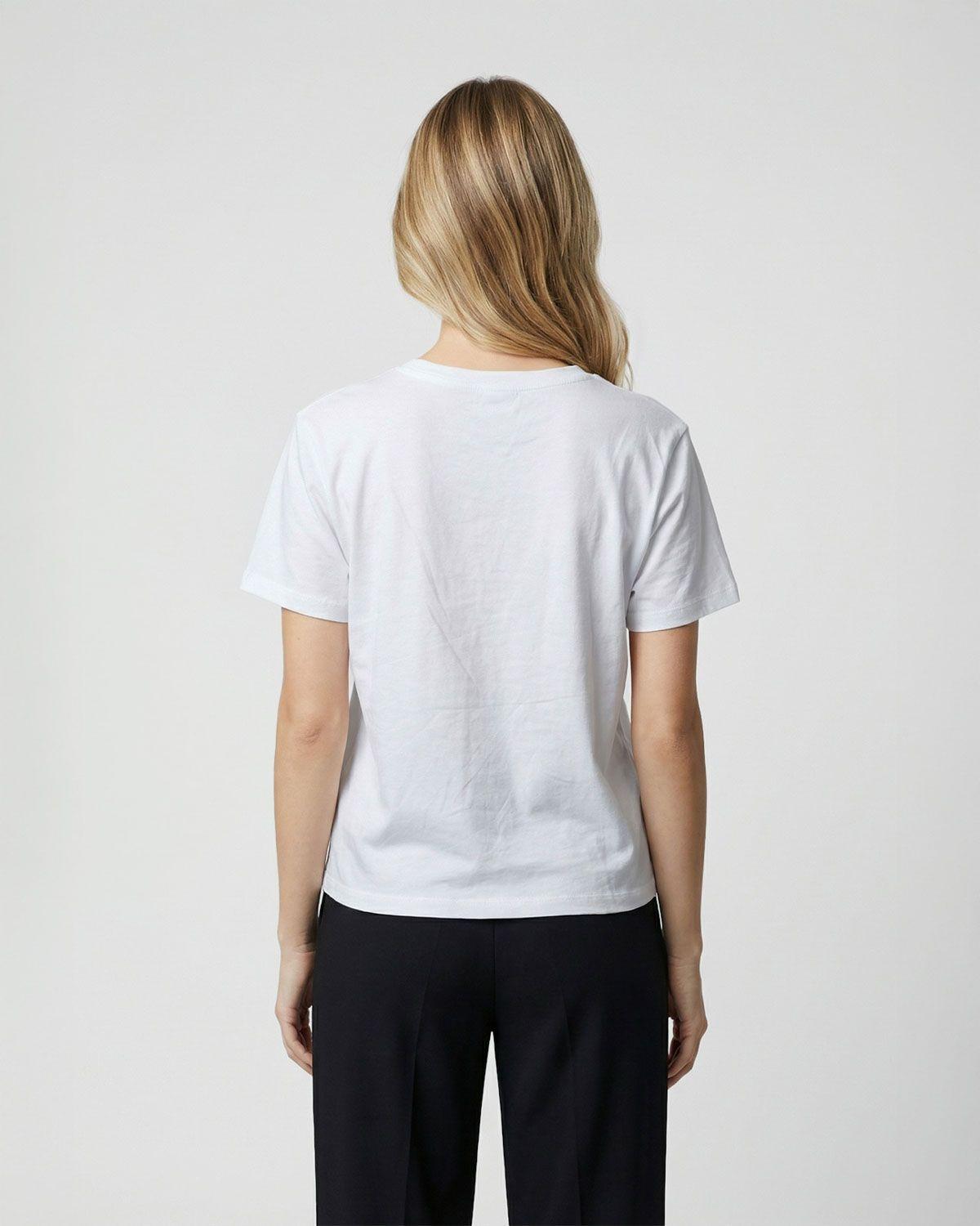 Polera Mujer Zita Regular Cuello redondo Manga corta Blanco Lineatre-2