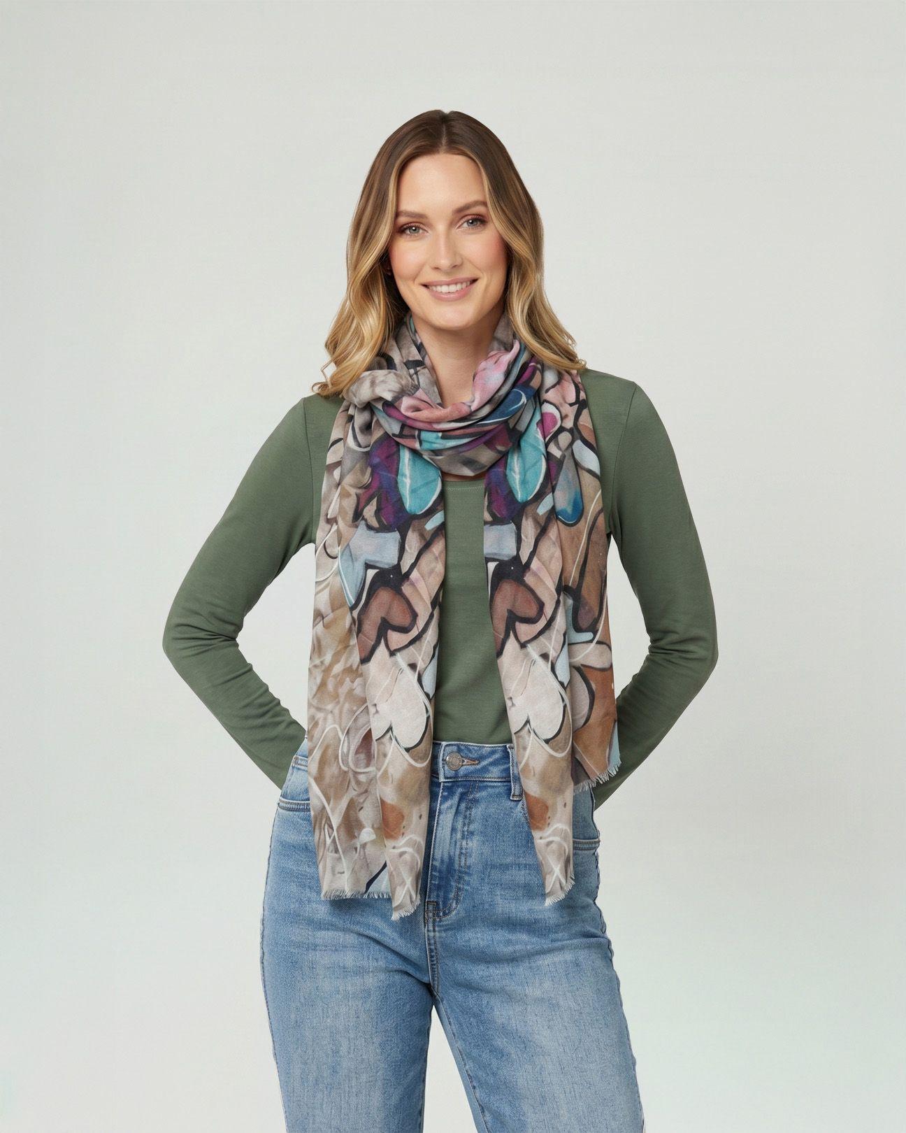 Echarpe Mujer Isidora Taupe Lineatre-0