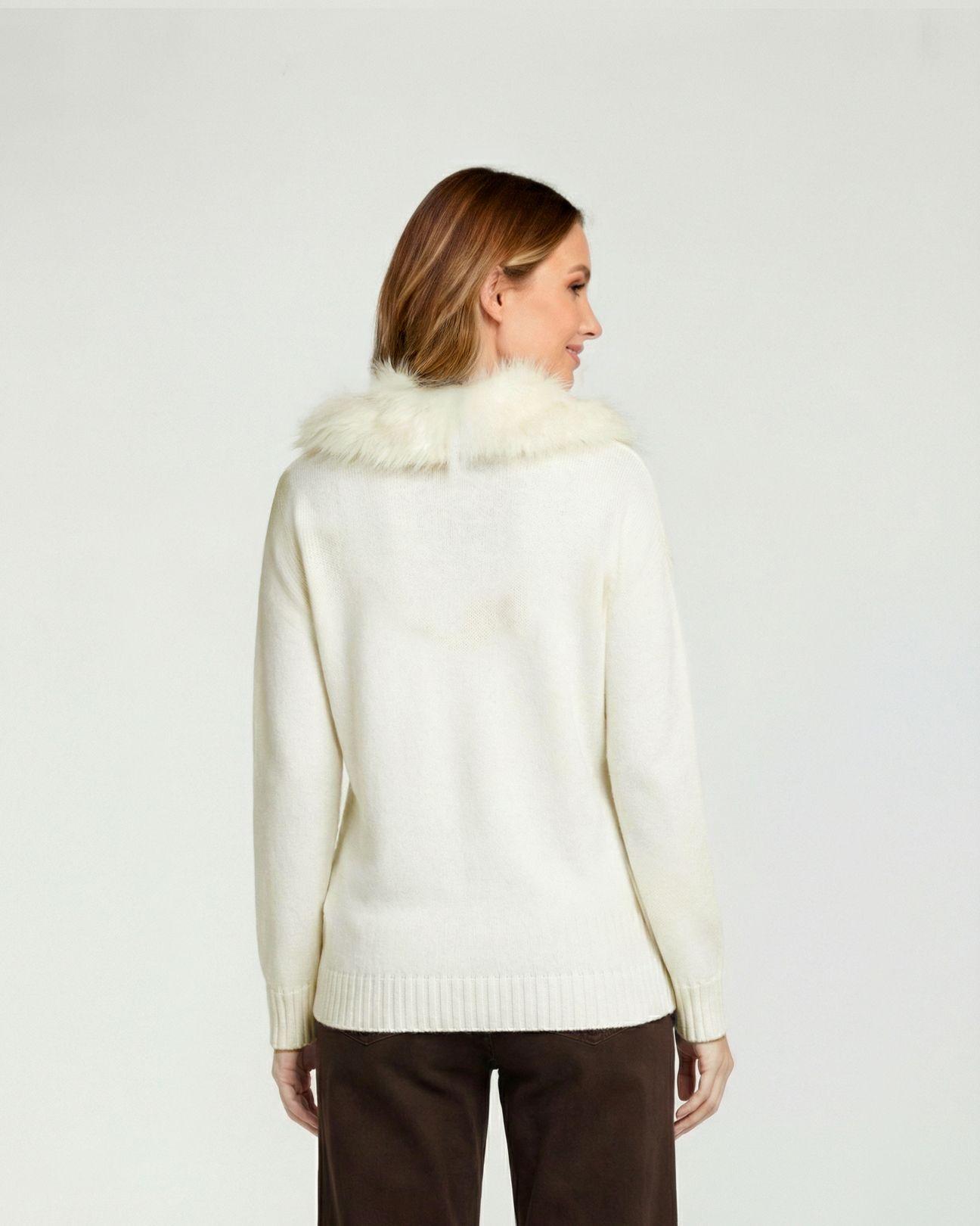 Sweater Mujer Giovanna Relaxed Cuello Redondo Pelos Manga Caída Crudo Lineatre-2