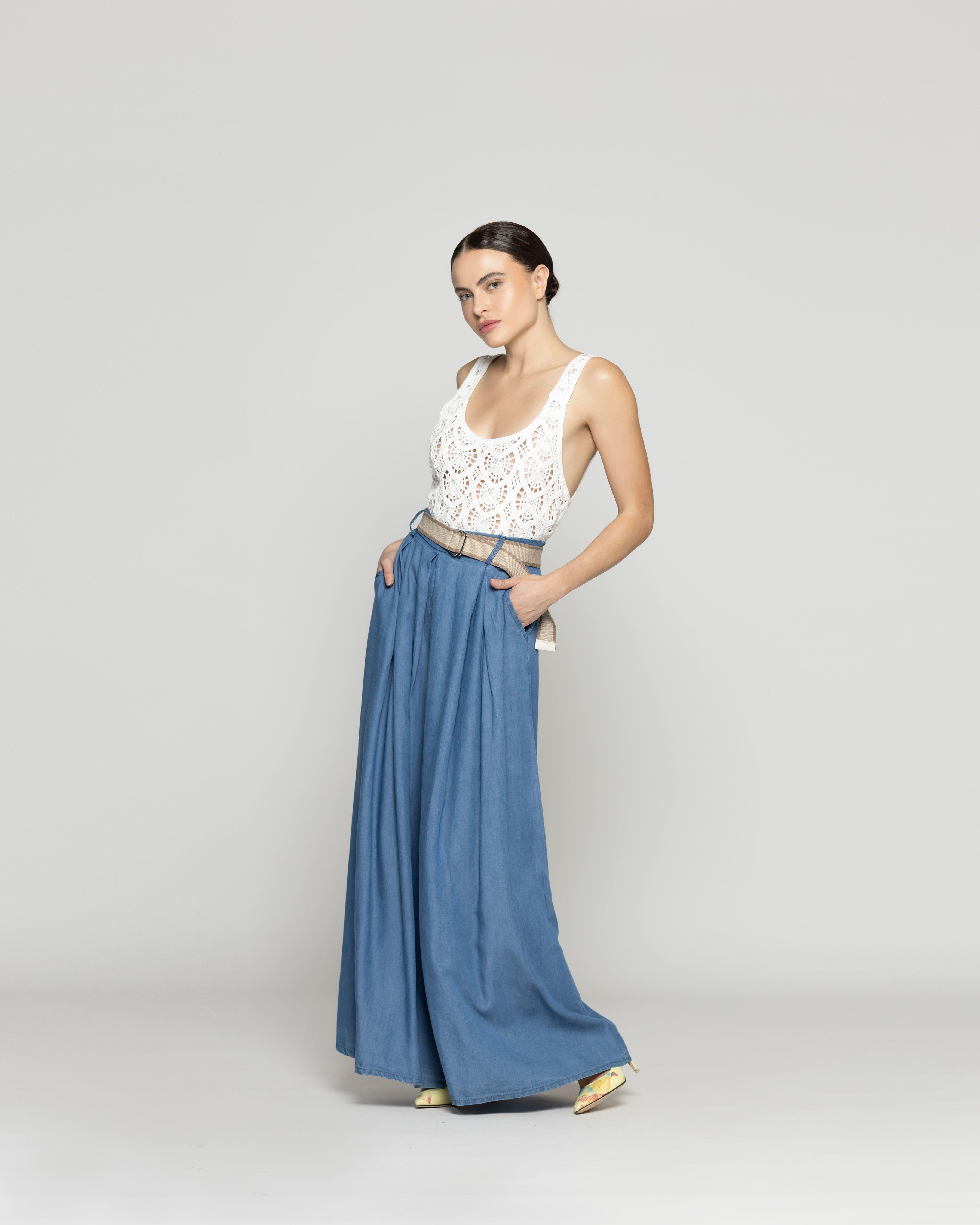 Pantaón Mujer Paolina Holgado Tiro Alto Denim Azul Lineatre-0