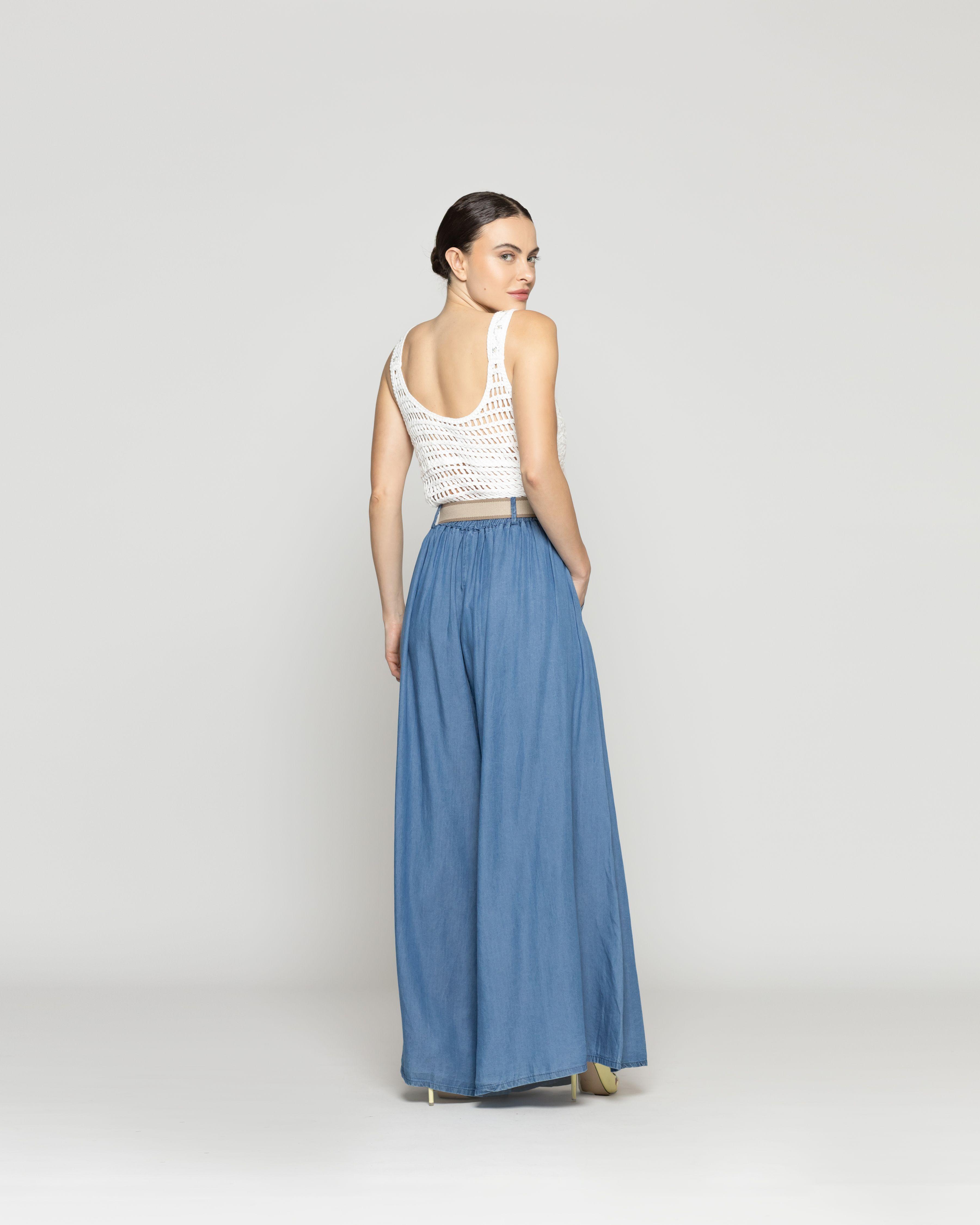 Pantaón Mujer Paolina Holgado Tiro Alto Denim Azul Lineatre-2