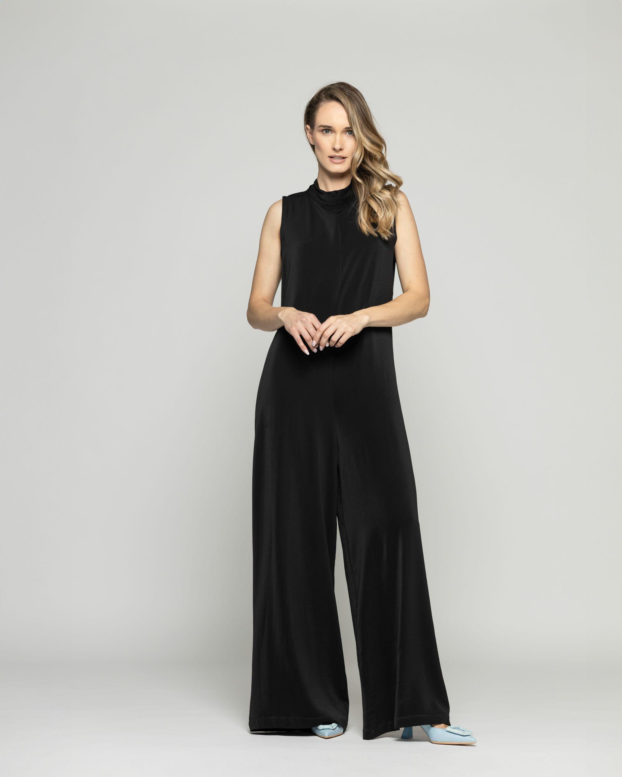 Enterito Mujer Azalea Escote Mao Alto Palazzo Negro Ludovica-1