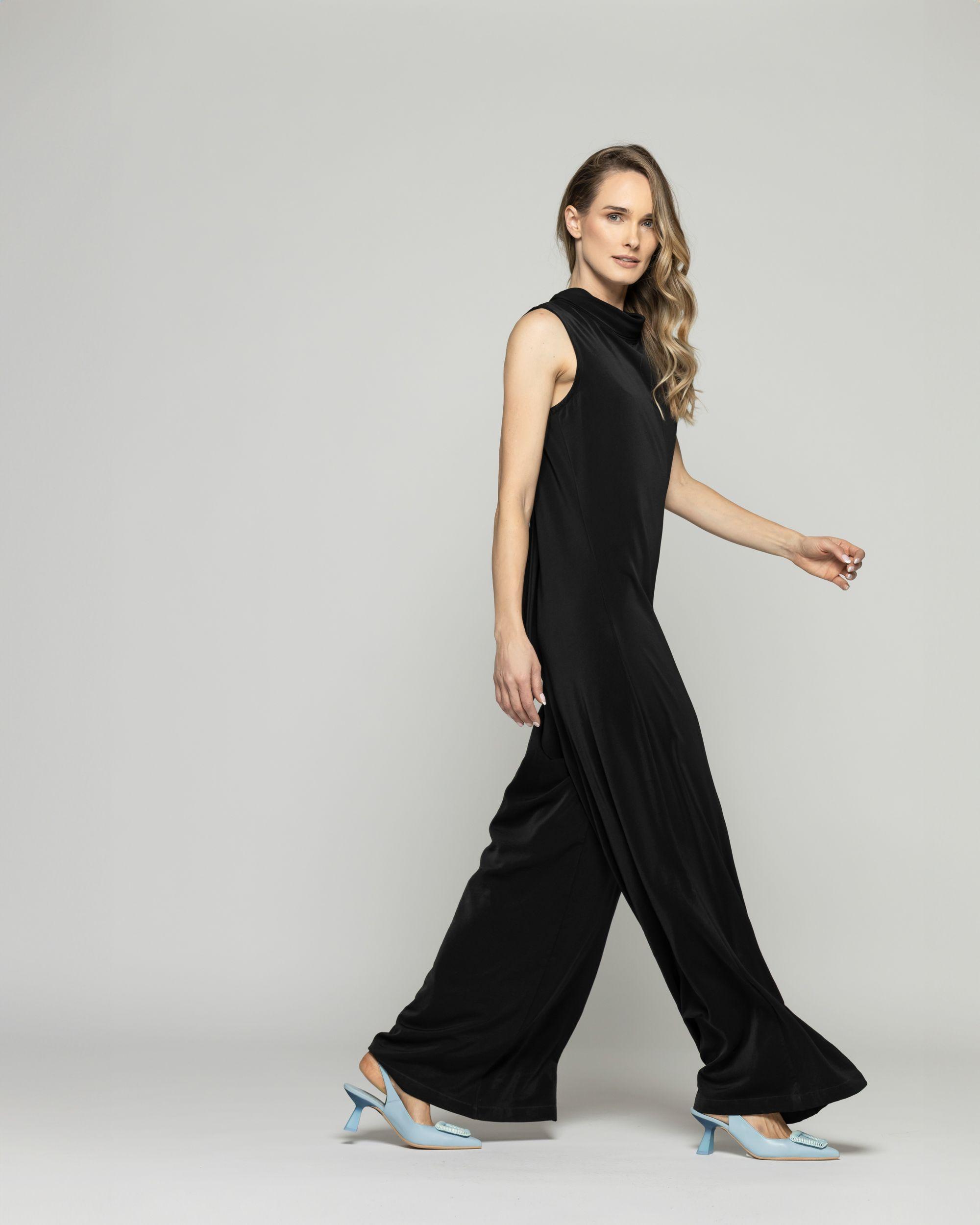 Enterito Mujer Azalea Escote Mao Alto Palazzo Negro Ludovica-5
