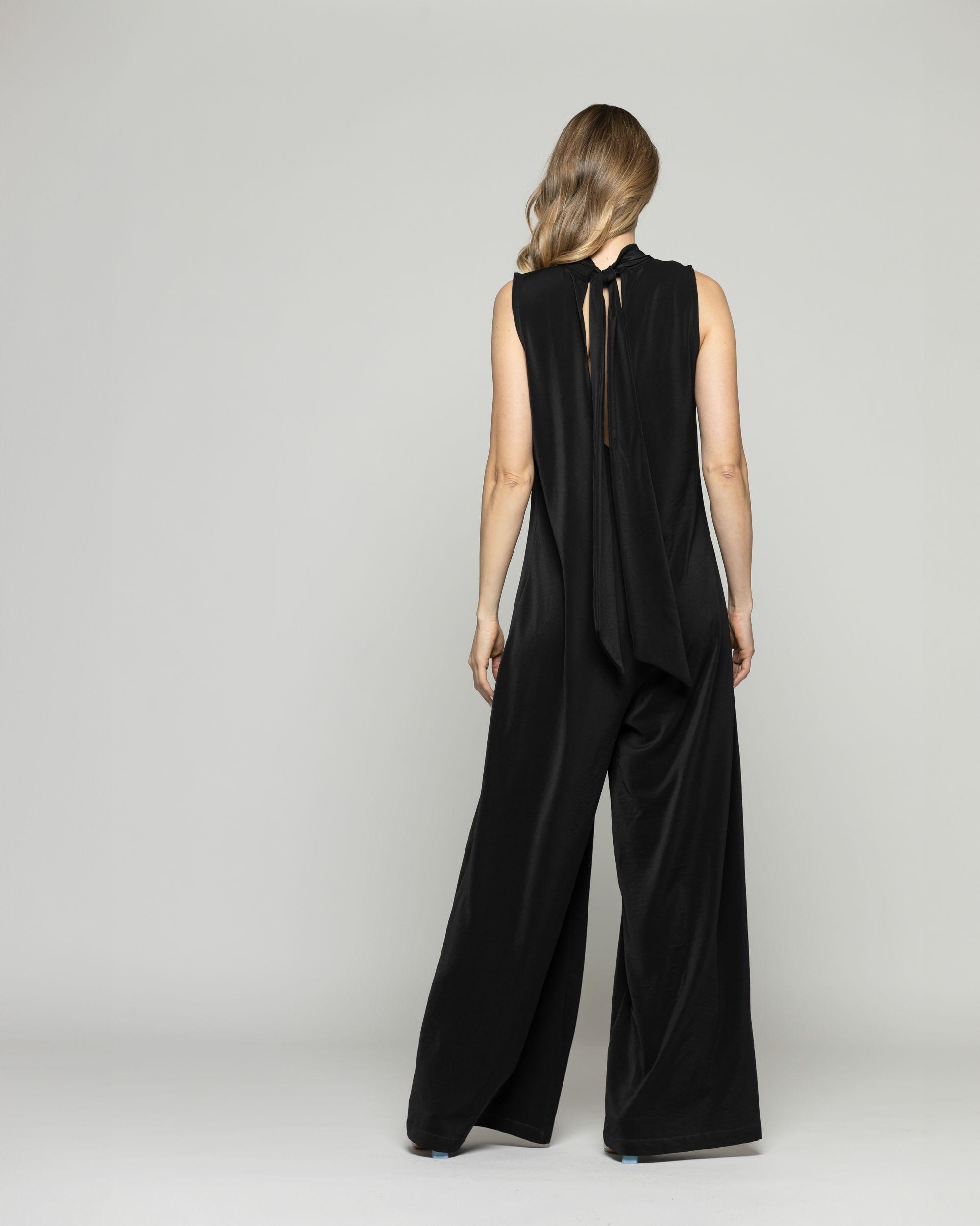 Enterito Mujer Azalea Escote Mao Alto Palazzo Negro Ludovica-7