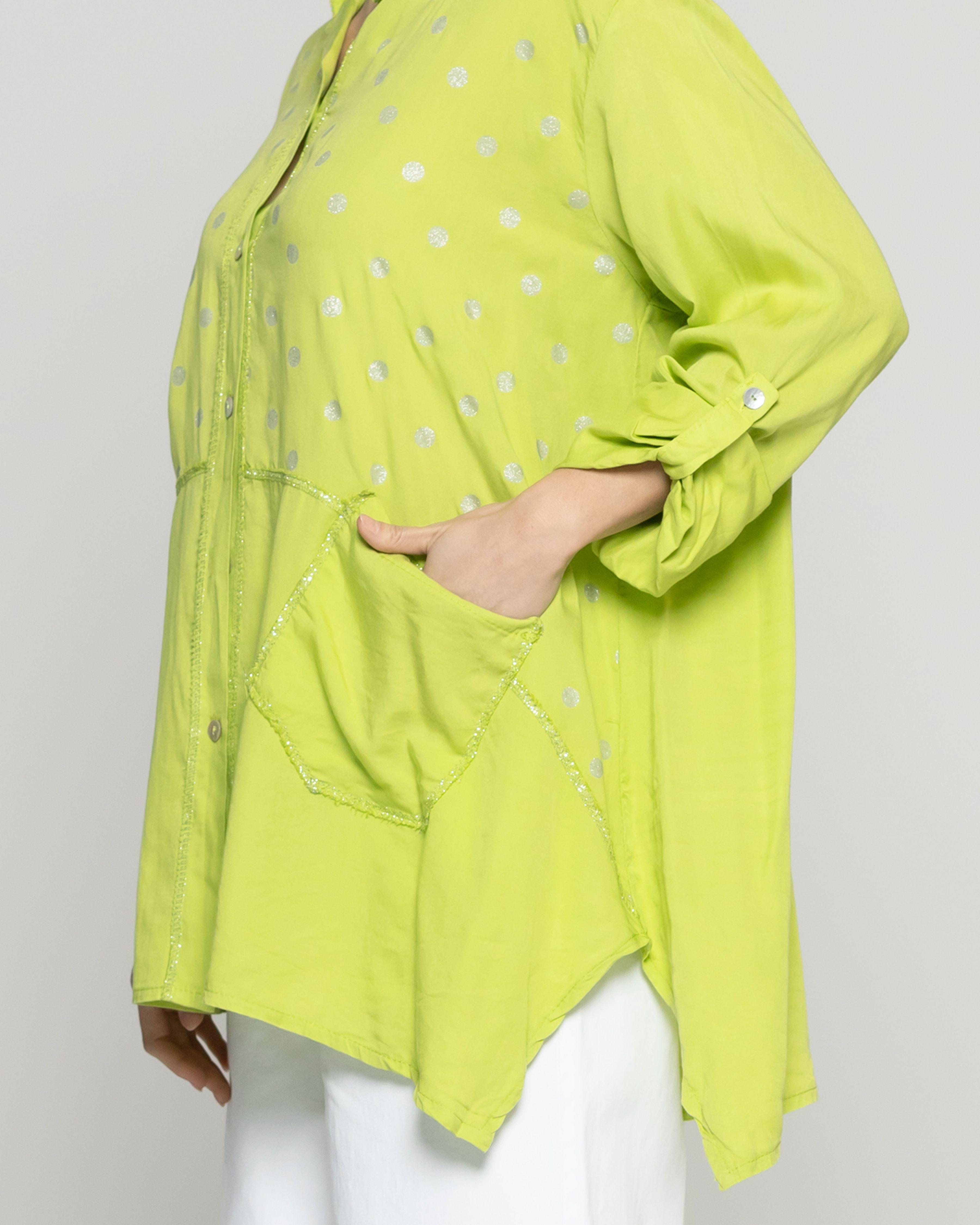 Blusa Mujer Bibiana Oversize Con Diseño De Puntos Verde Lineatre-2