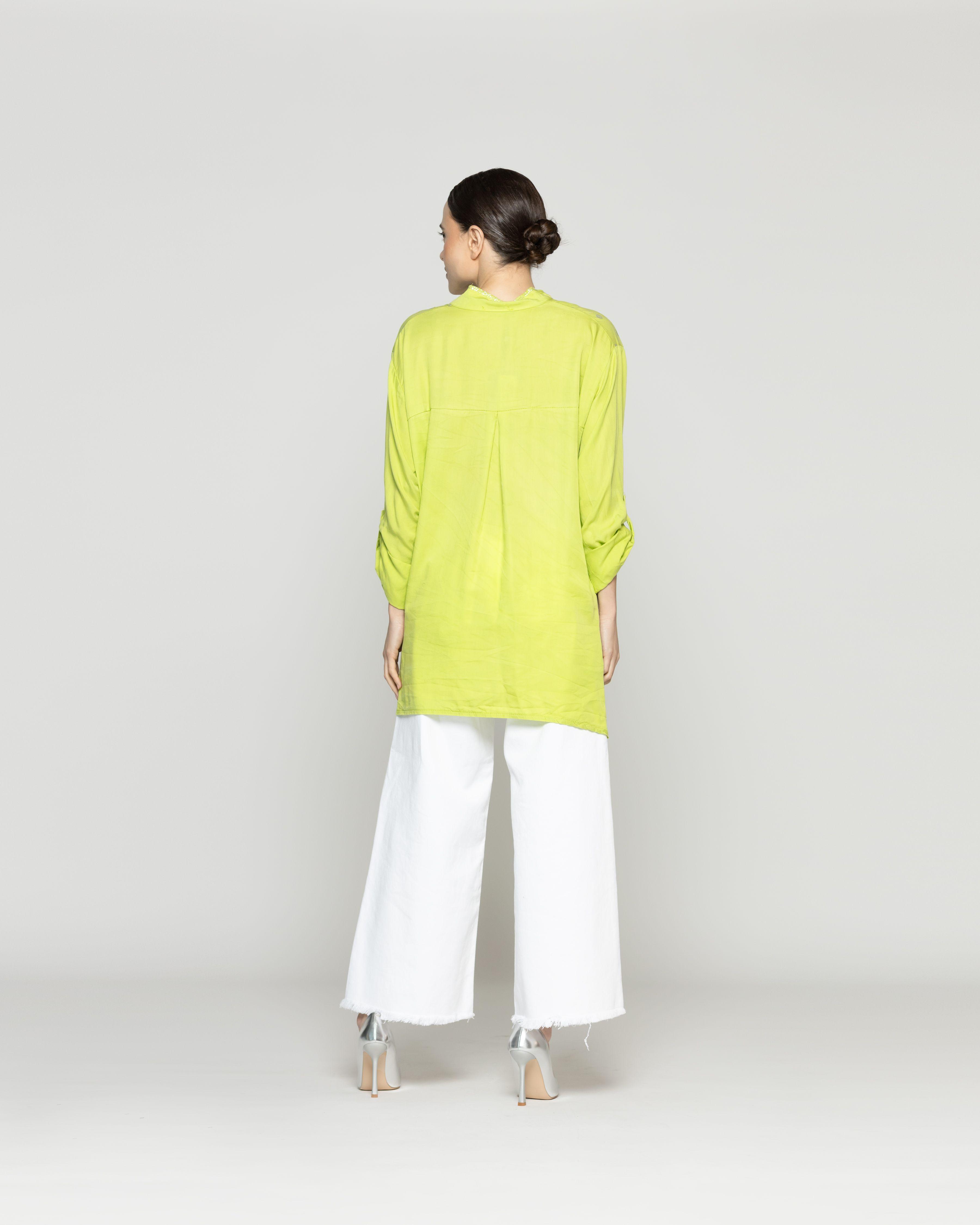 Blusa Mujer Bibiana Oversize Con Diseño De Puntos Verde Lineatre-3