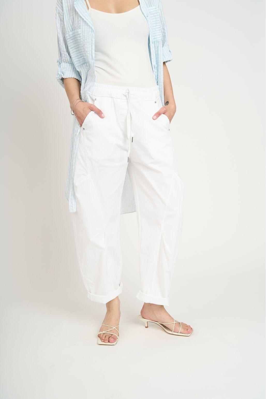 Pantalón Mujer Montserrat Largo Tiro Alto Blanco Lineatre-0