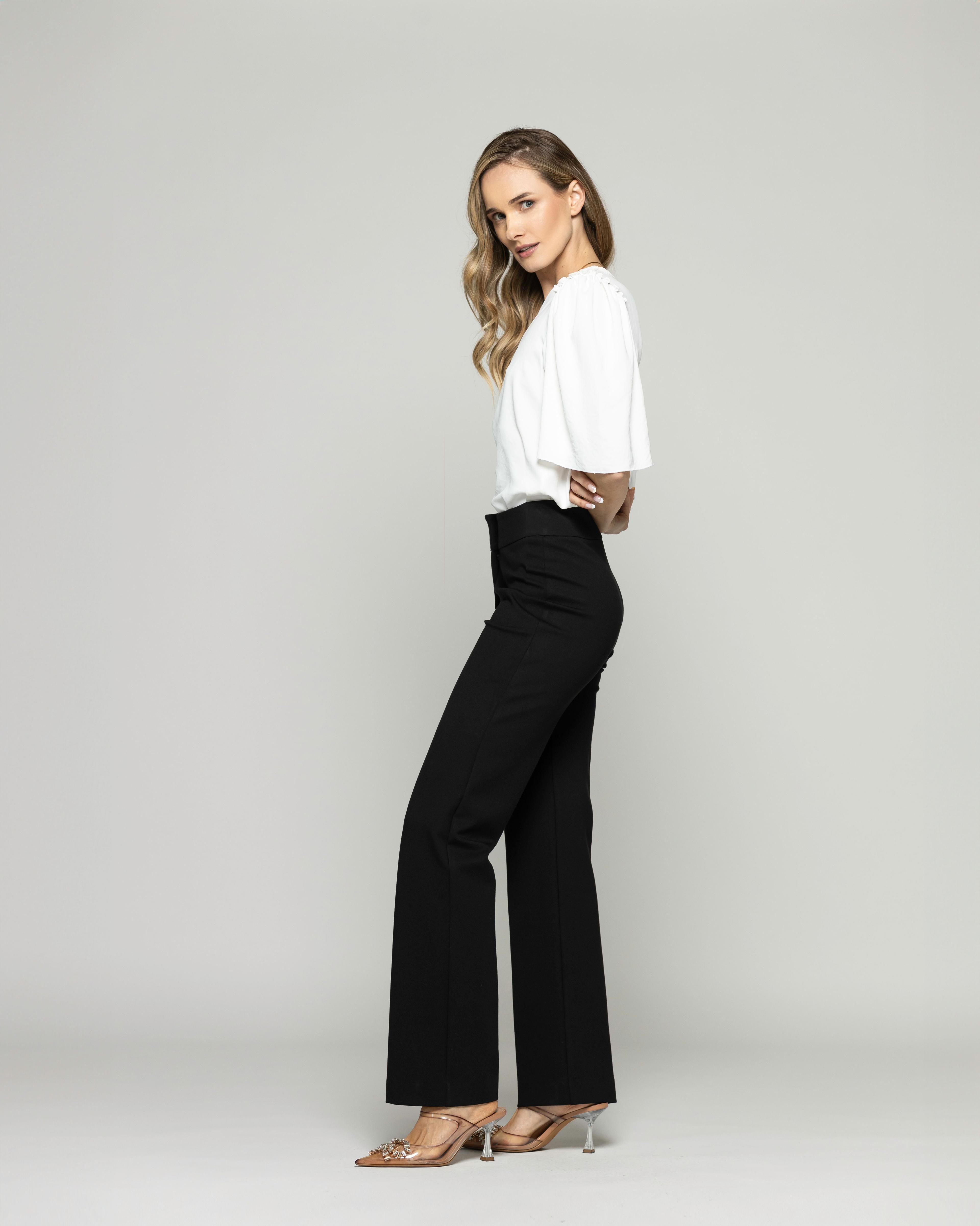 Pantalón Mujer Russelia Slim Fit Doble Botón Negro Ludovica-2