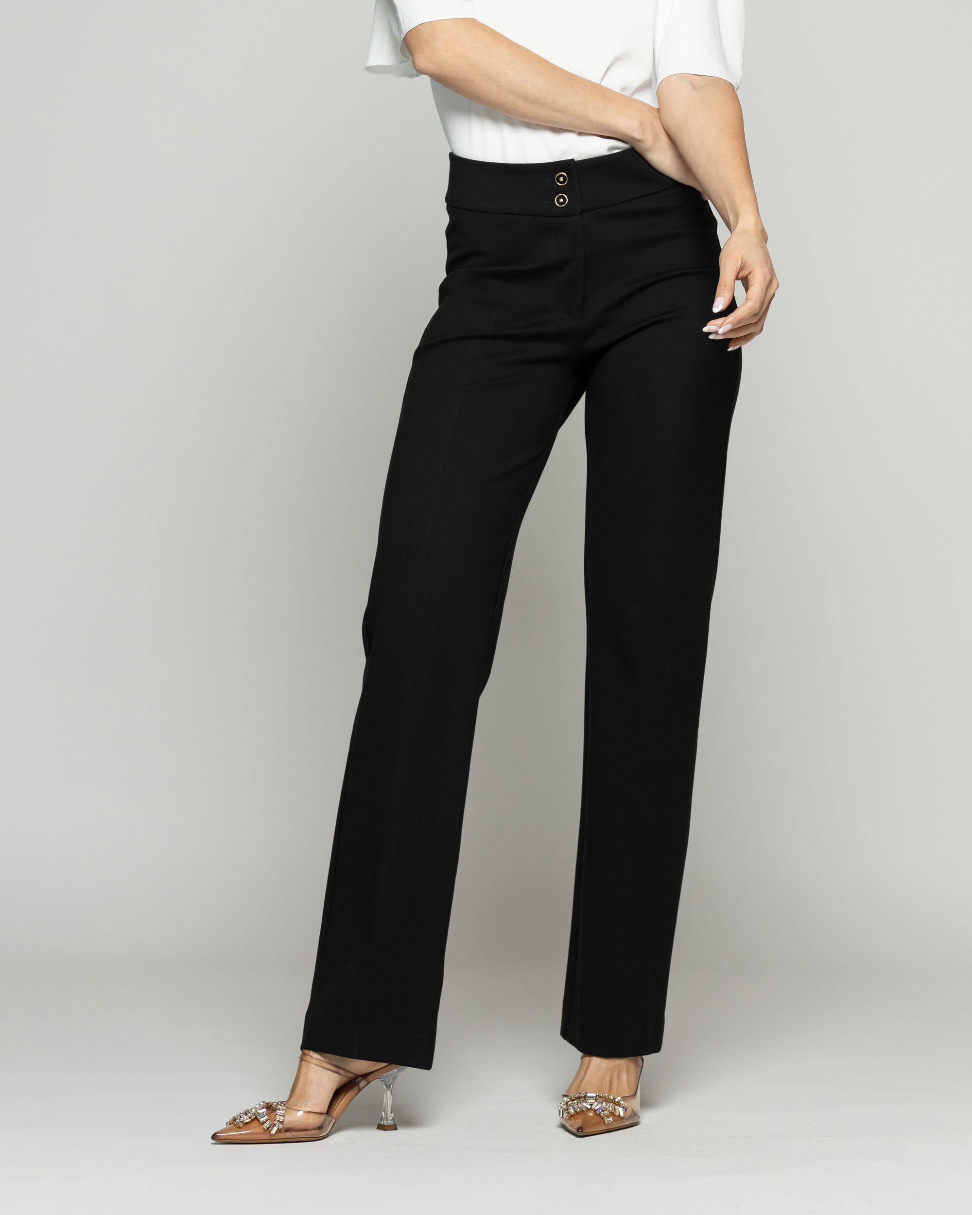 Pantalón Mujer Russelia Slim Fit Doble Botón Negro Ludovica-3