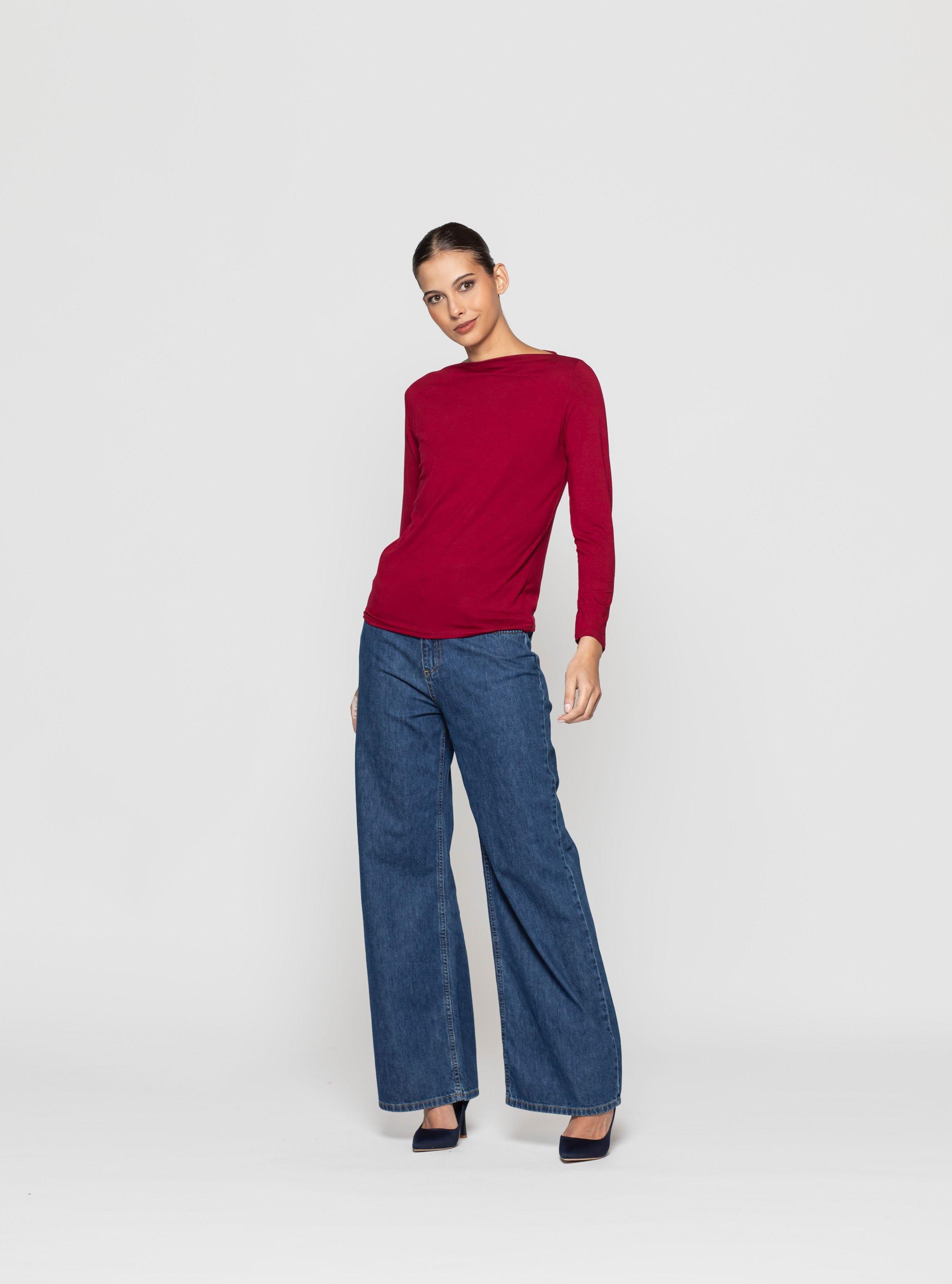Polera Mujer Iris Rojo Oscuro Lineatre-2