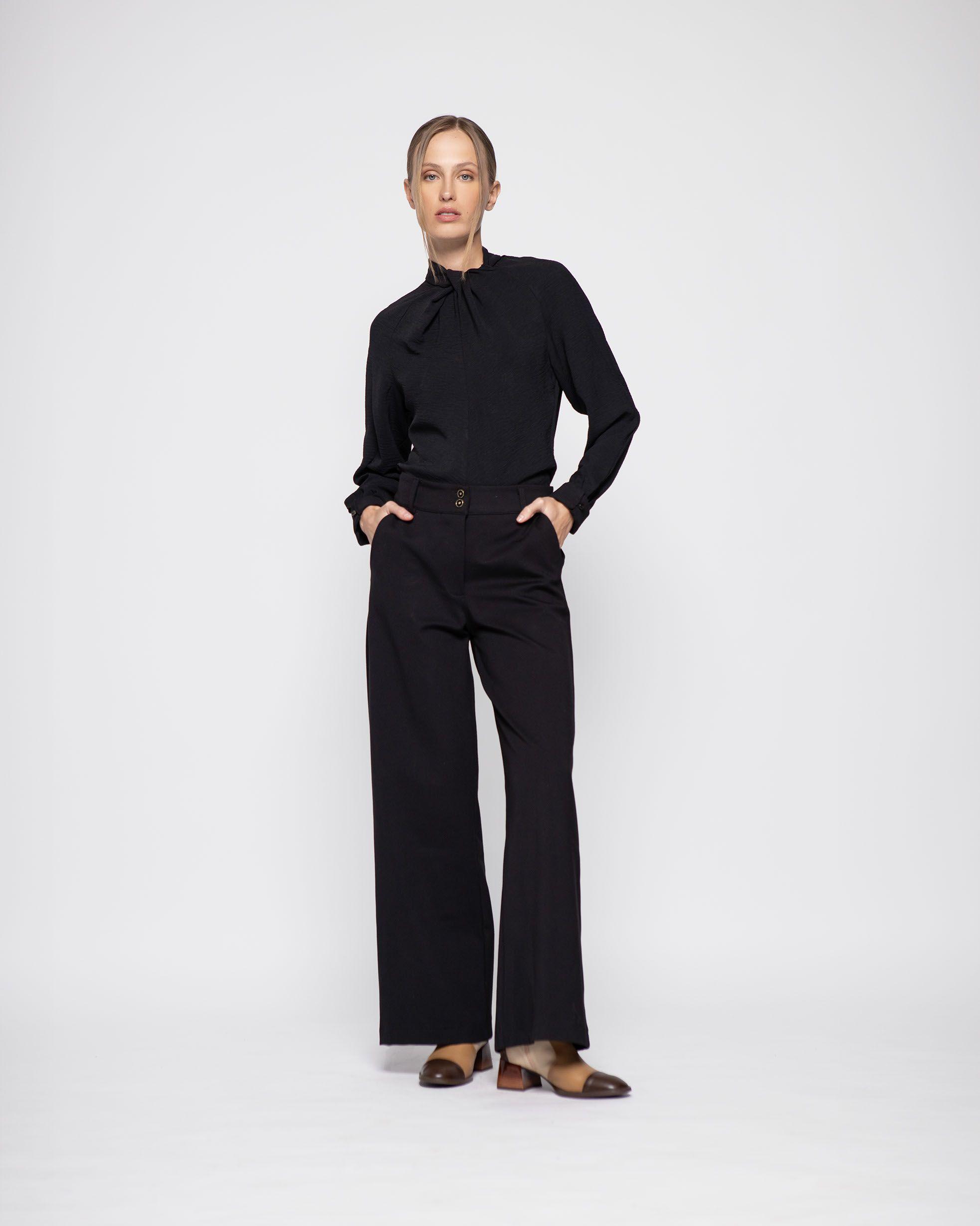 Blusa Mujer Calendula Negro Ludovica-0