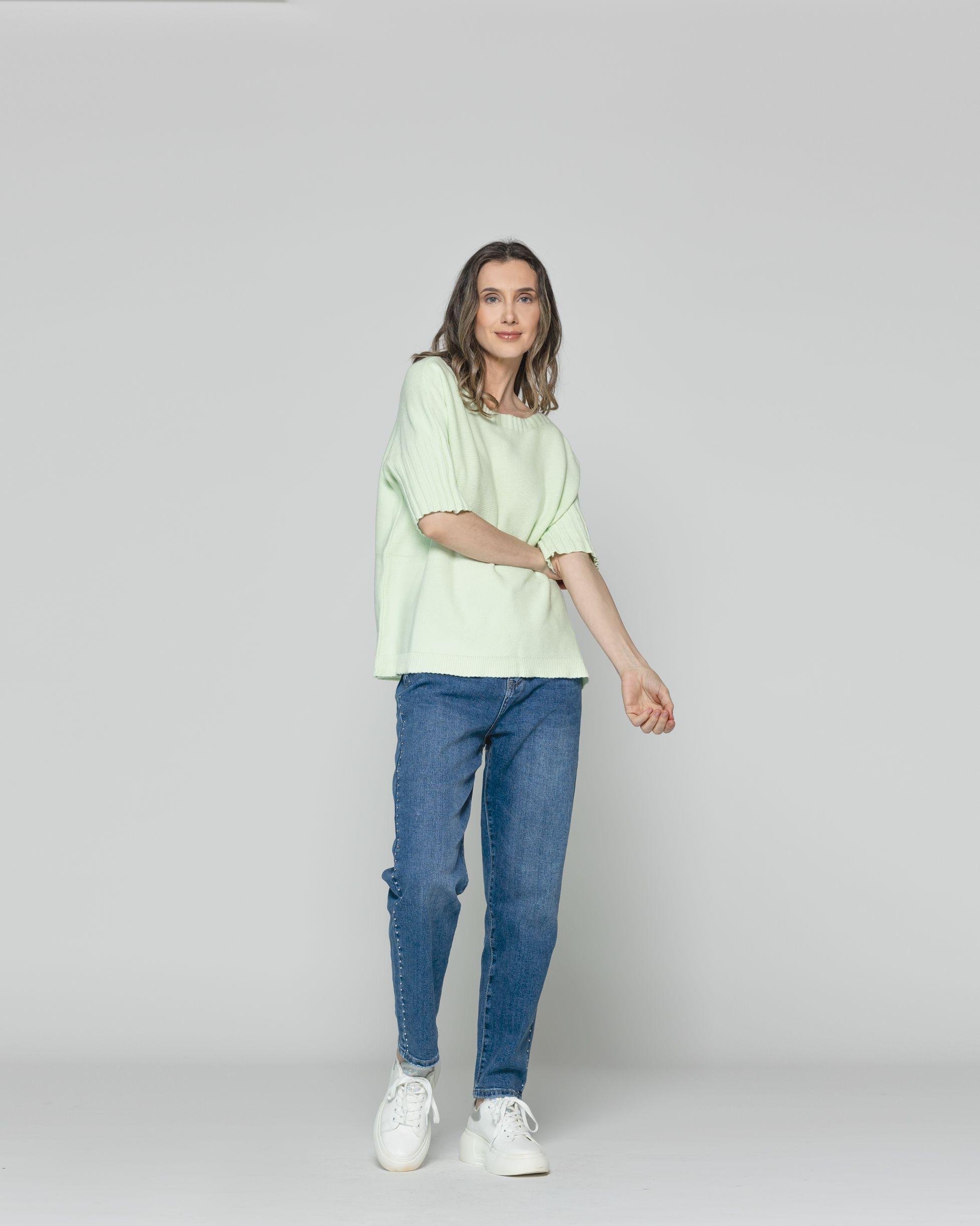 Sweater Mujer Weilis Manga 3/4  Escote Bote Verde Agua Lineatre-2