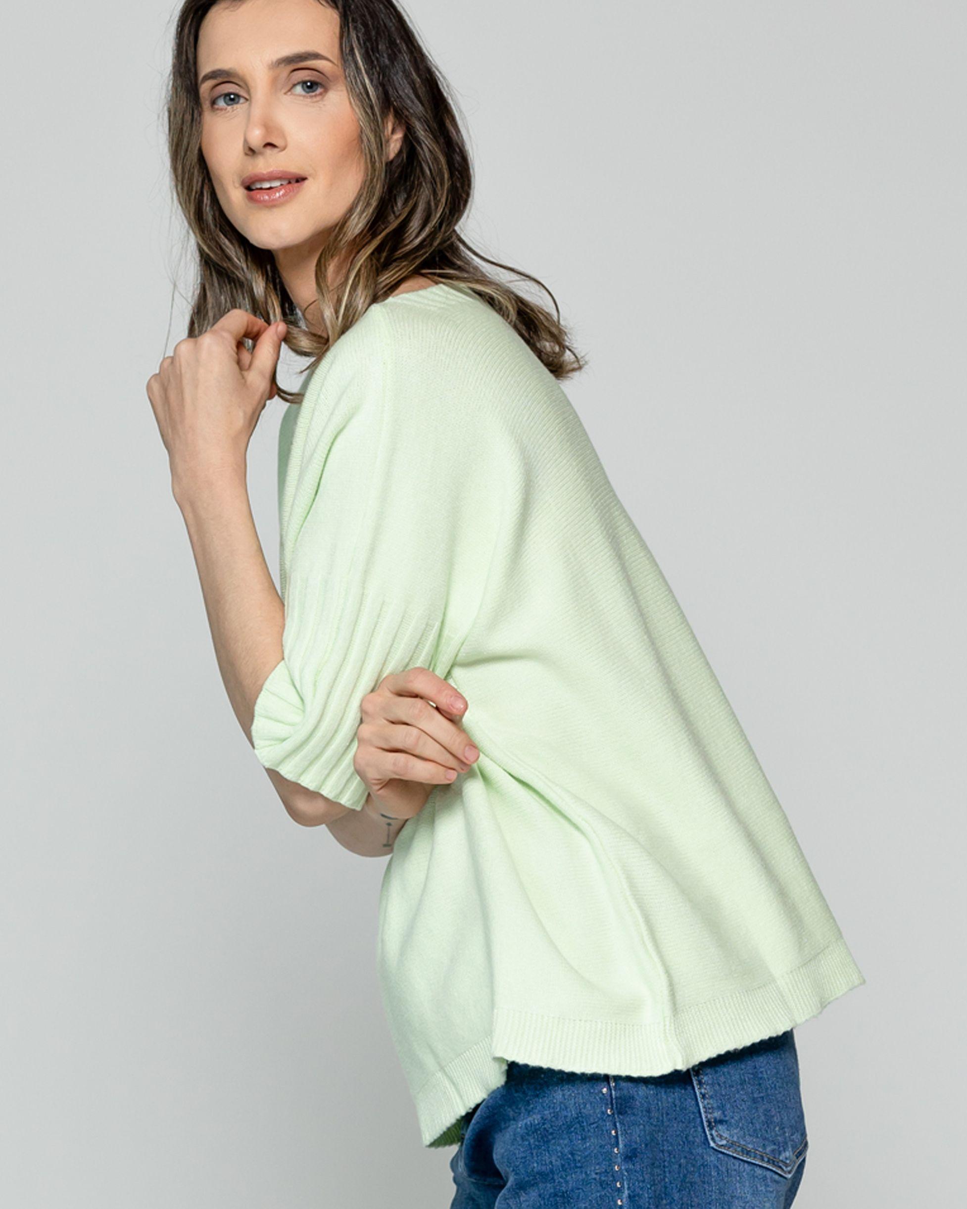 Sweater Mujer Weilis Manga 3/4  Escote Bote Verde Agua Lineatre-4