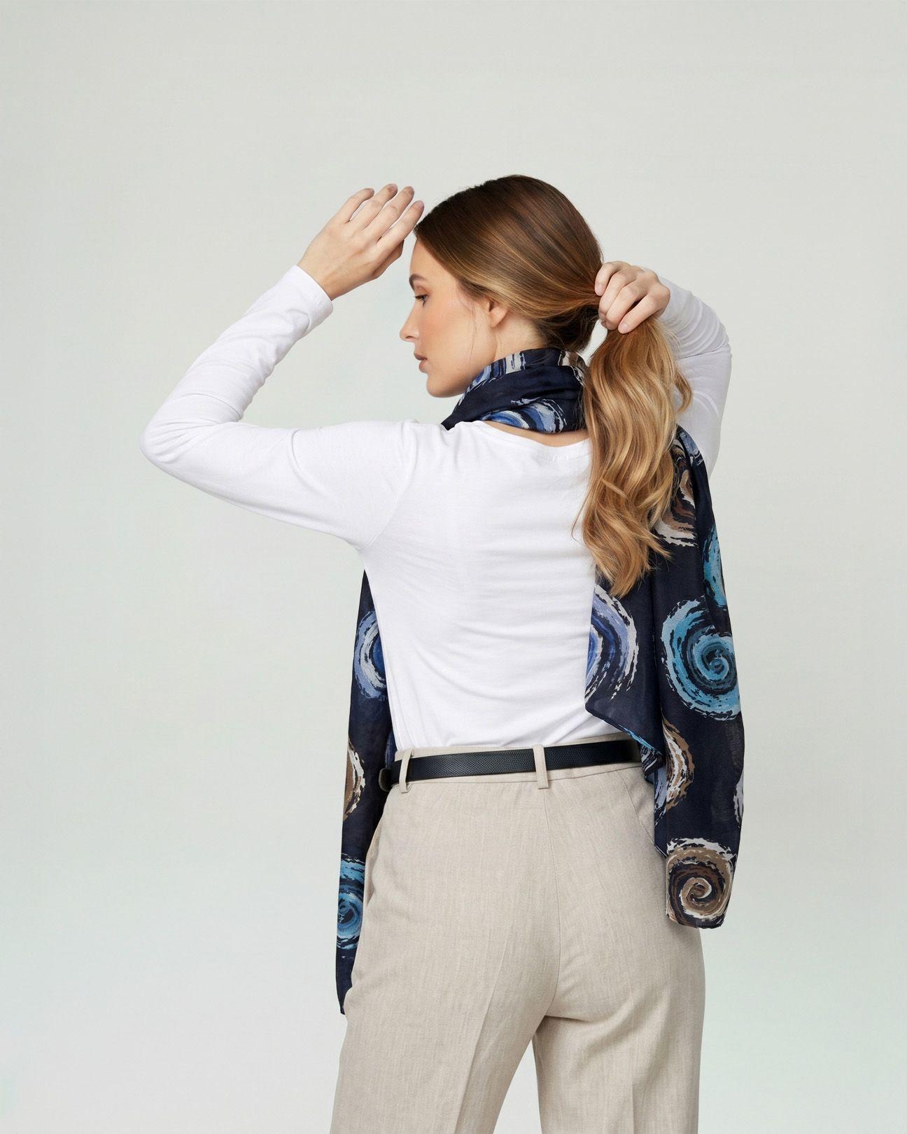 Echarpe Mujer Isidora Navy Lineatre-2